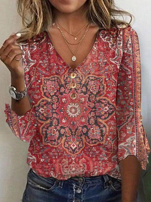 Bohemian Print Women's Blouse | Lightweight Fabric | Oriental Style | Casual Wear Top