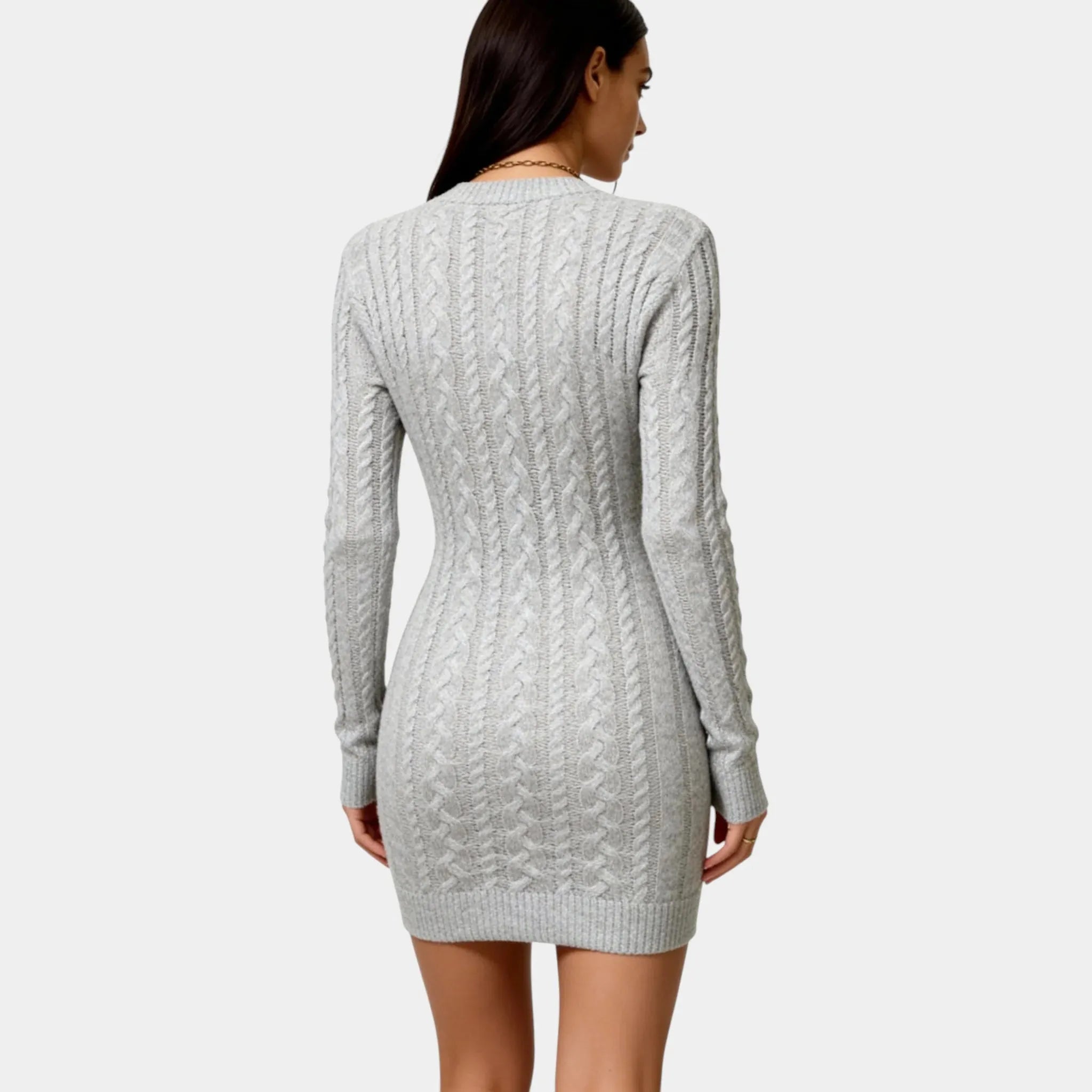 Cable Knit Mini Sweater Dress for Women - Soft Stretch Fabric, Classy Design for Casual or Dressy Occasions