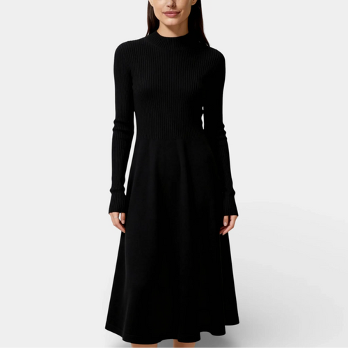 Cashmere Merino Wool Mock Neck Sweater Dress for Women – Cozy Knit Dress for Casual and Stylish Occasions