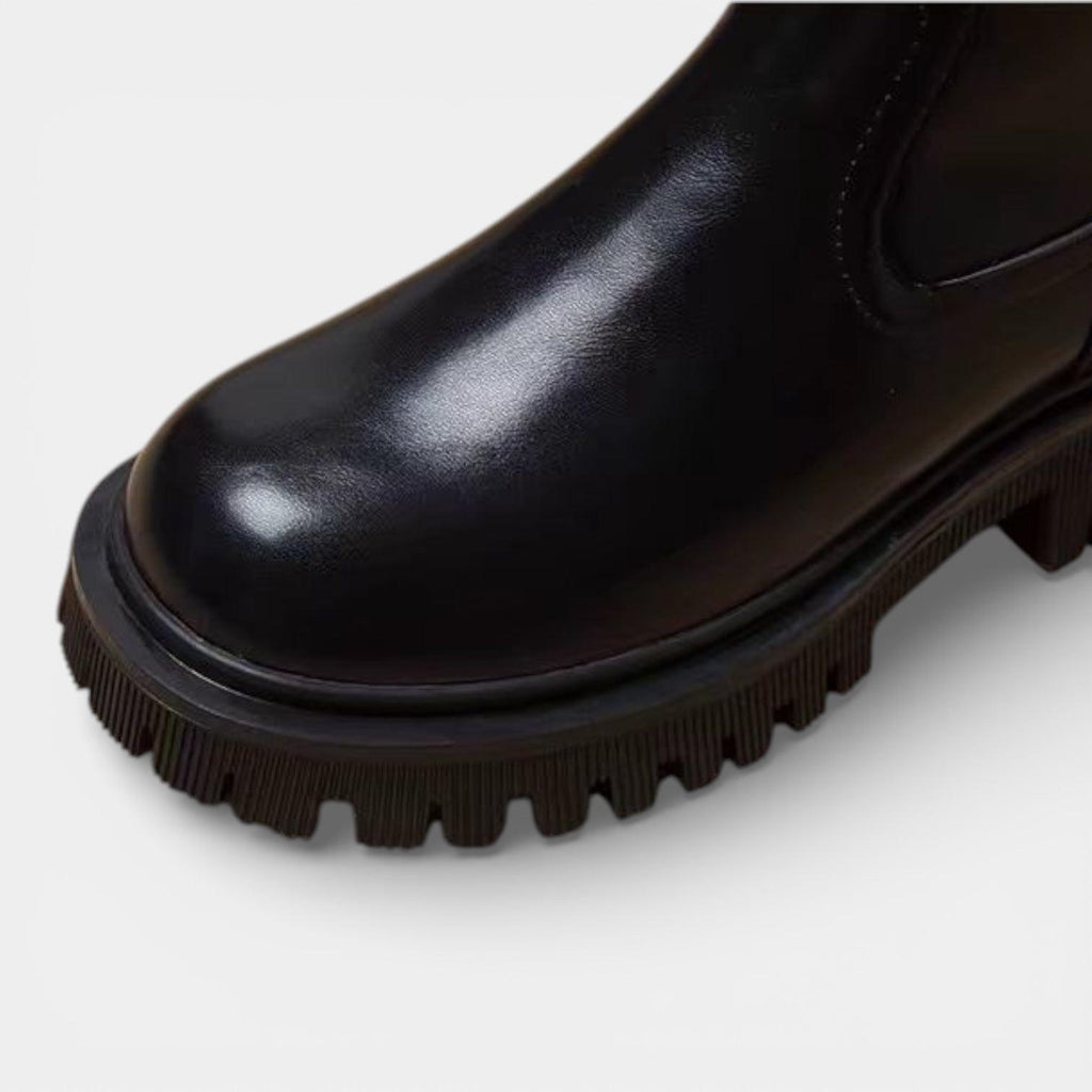 Chunky Vegan Leather Mid-Calf Boots for Women with Buckle Detail - Stylish Footwear for Everyday Wear