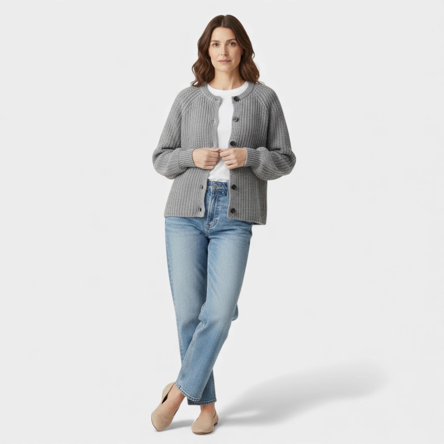 Chunky Waffle Knit Cardigan for Women – Button Front Design – Cozy Layering Piece for Casual Wear