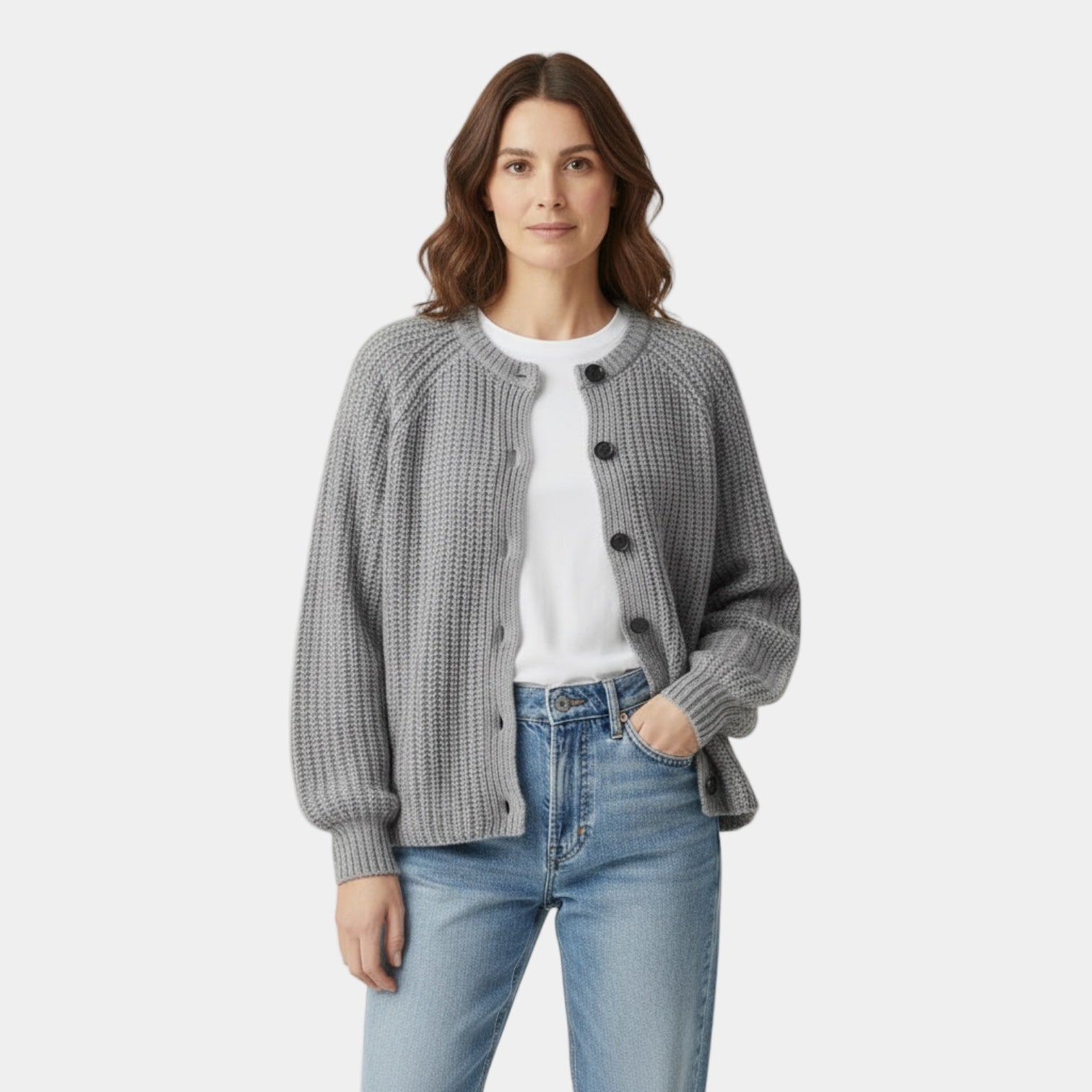 Chunky Waffle Knit Cardigan for Women – Button Front Design – Cozy Layering Piece for Casual Wear