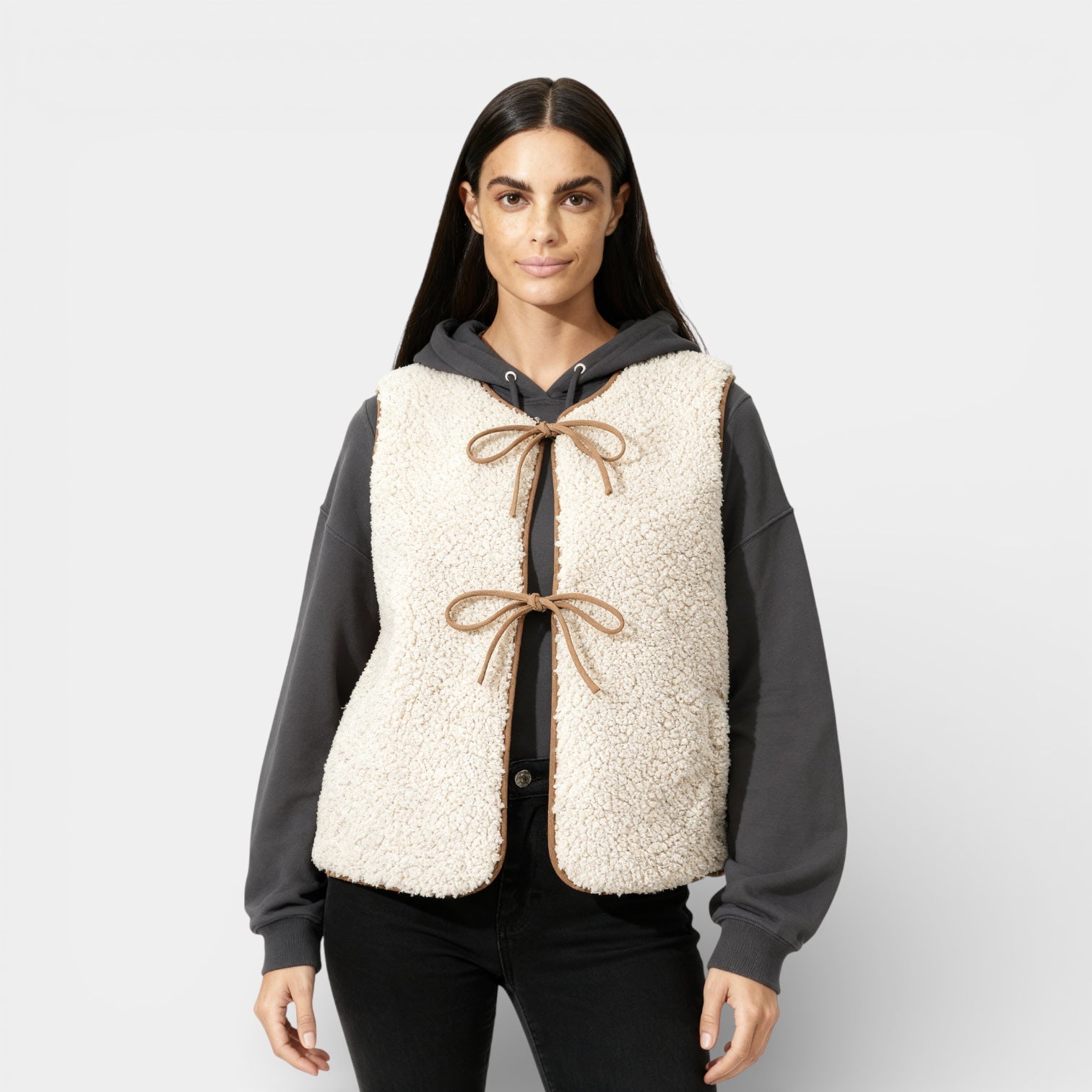 Cozy Teddy Bodywarmer Vest for Women - Lace Detail - Warm Layering Piece for Casual Wear