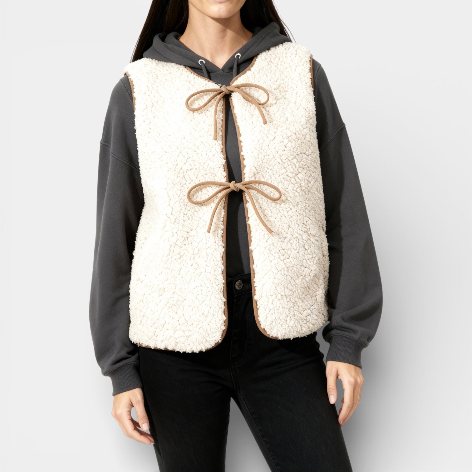 Cozy Teddy Bodywarmer Vest for Women - Lace Detail - Warm Layering Piece for Casual Wear