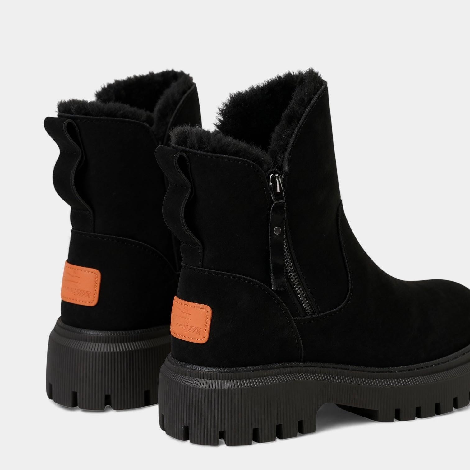 Faux Suede Winter Boots for Women with Fur Lining and Side Zip – Stylish and Warm Footwear for Cold Weather