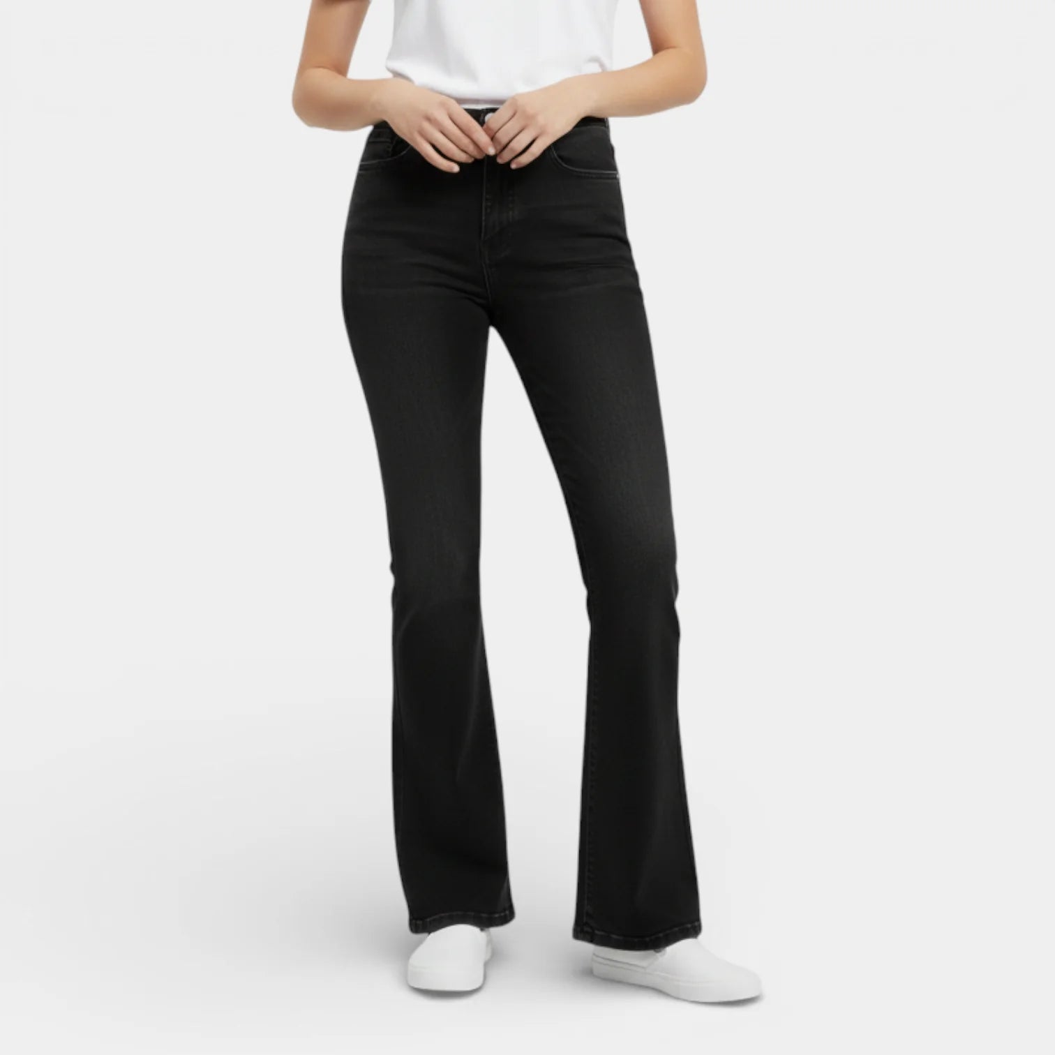 Flared Women's Jeans - Five Pocket Design - Regular Fit Denim for Casual Wear