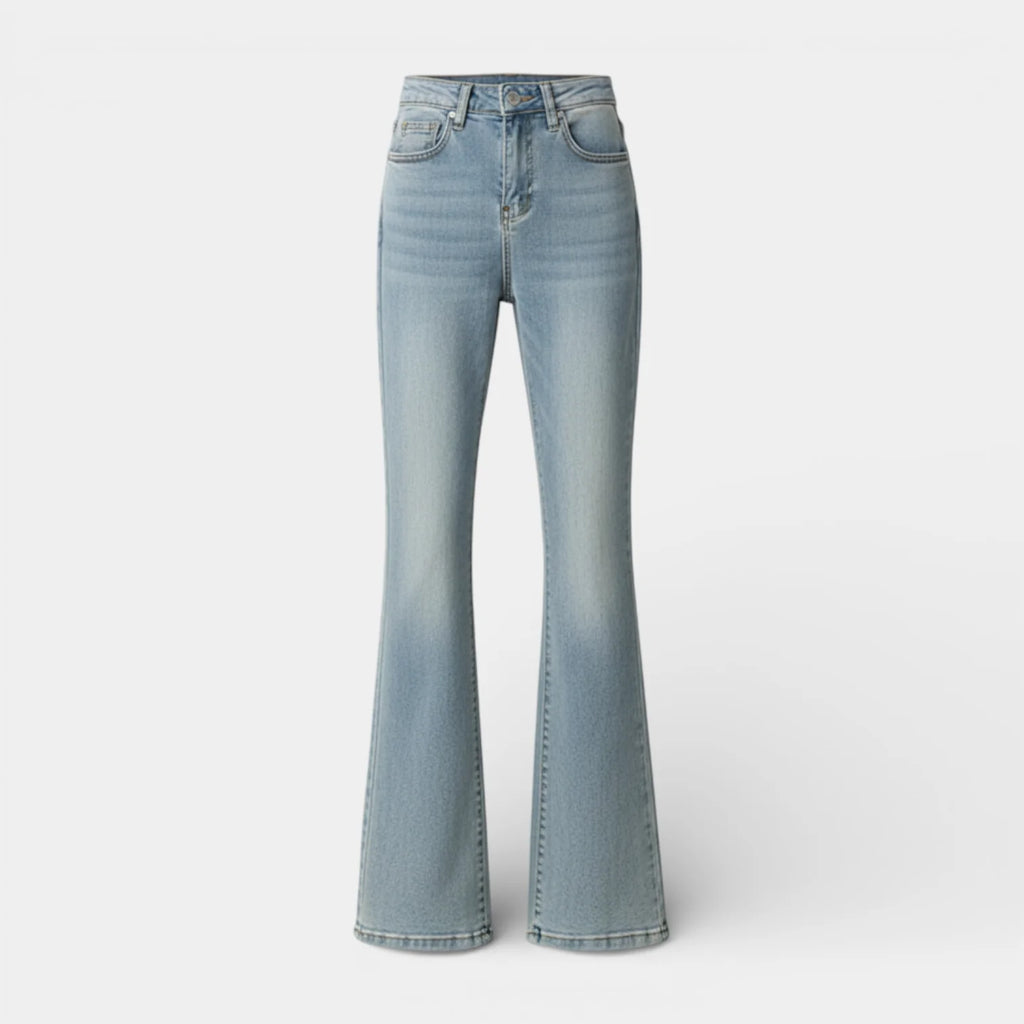 Flared Women's Jeans - Five Pocket Design - Regular Fit Denim for Casual Wear