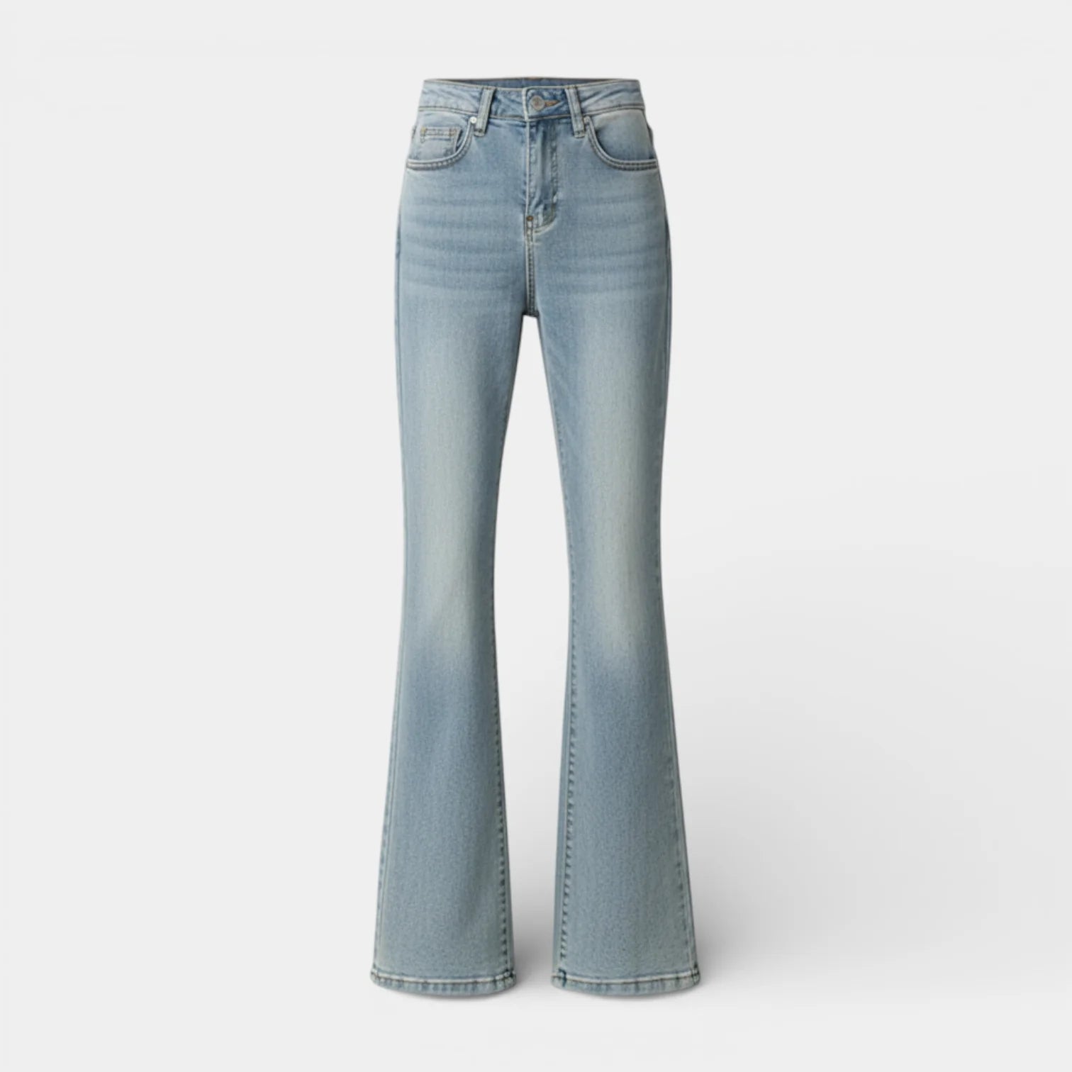 Flared Women's Jeans - Five Pocket Design - Regular Fit Denim for Casual Wear