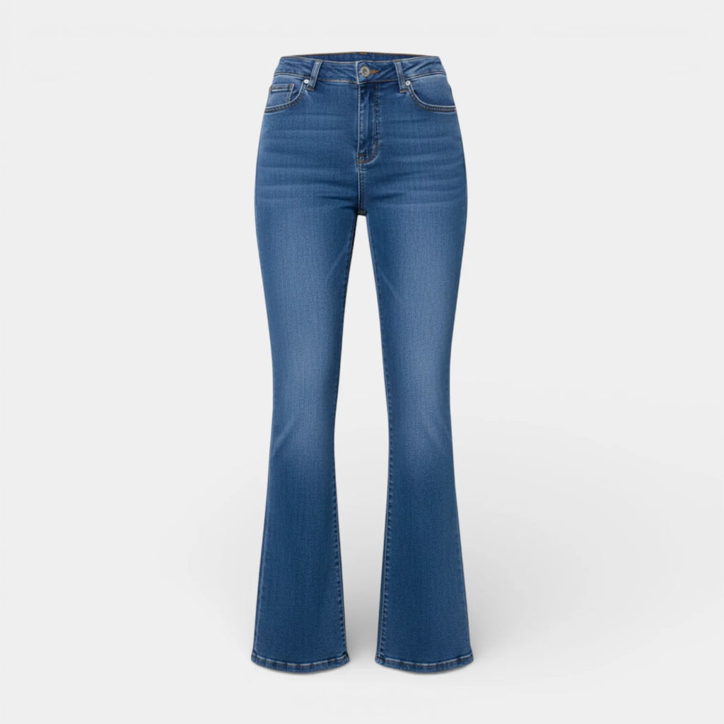 Flared Women's Jeans - Five Pocket Design - Regular Fit Denim for Casual Wear