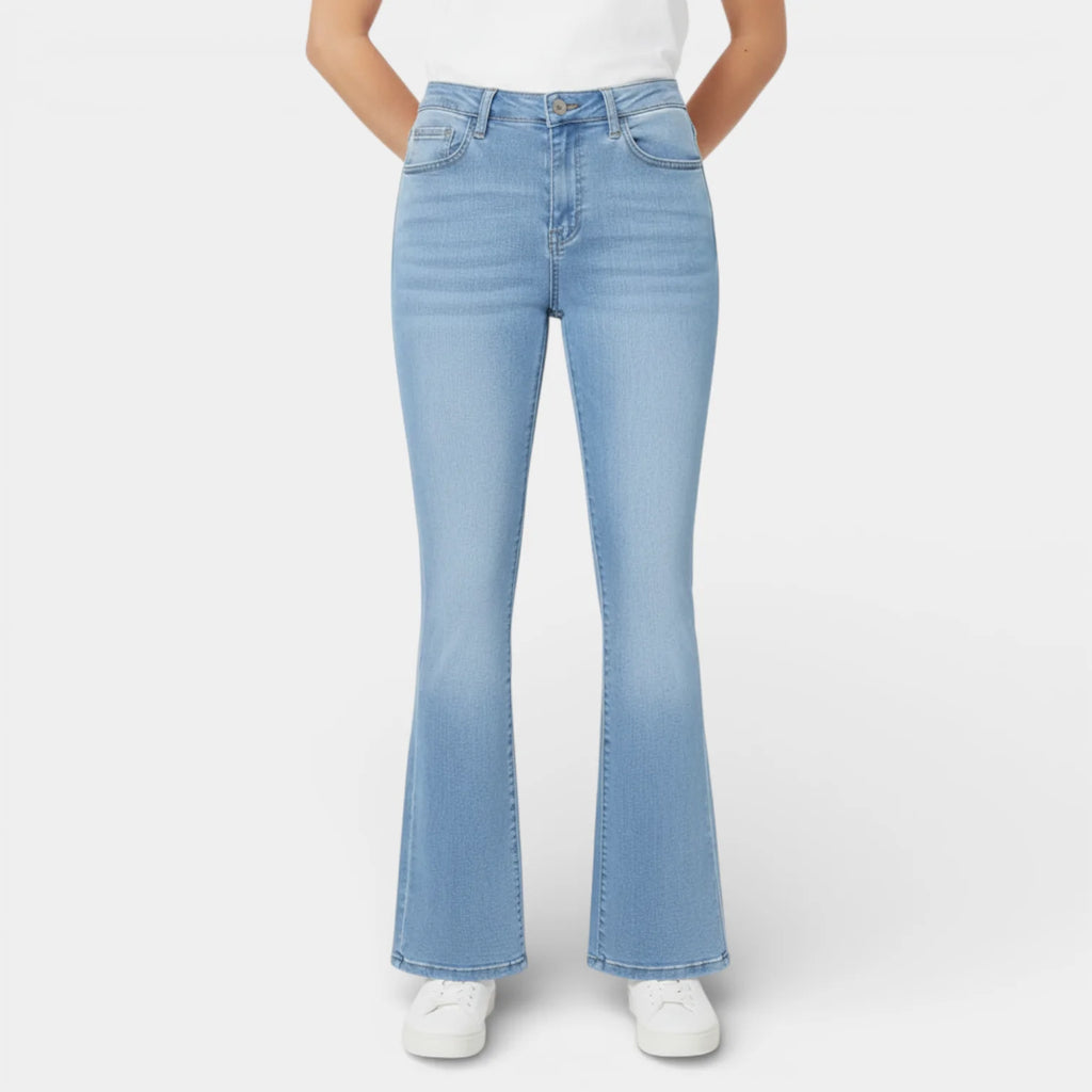 Flared Women's Jeans - Five Pocket Design - Regular Fit Denim for Casual Wear