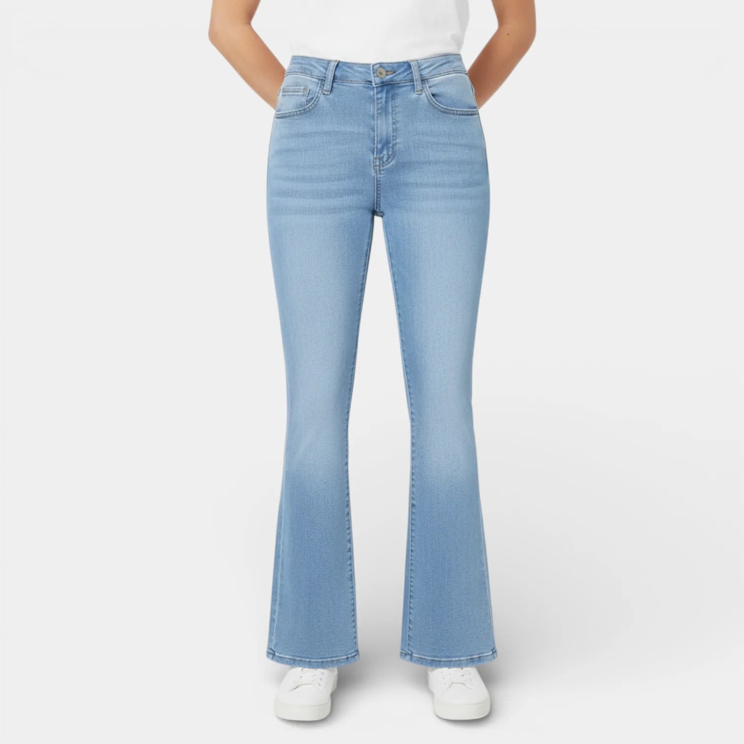 Flared Women's Jeans - Five Pocket Design - Regular Fit Denim for Casual Wear