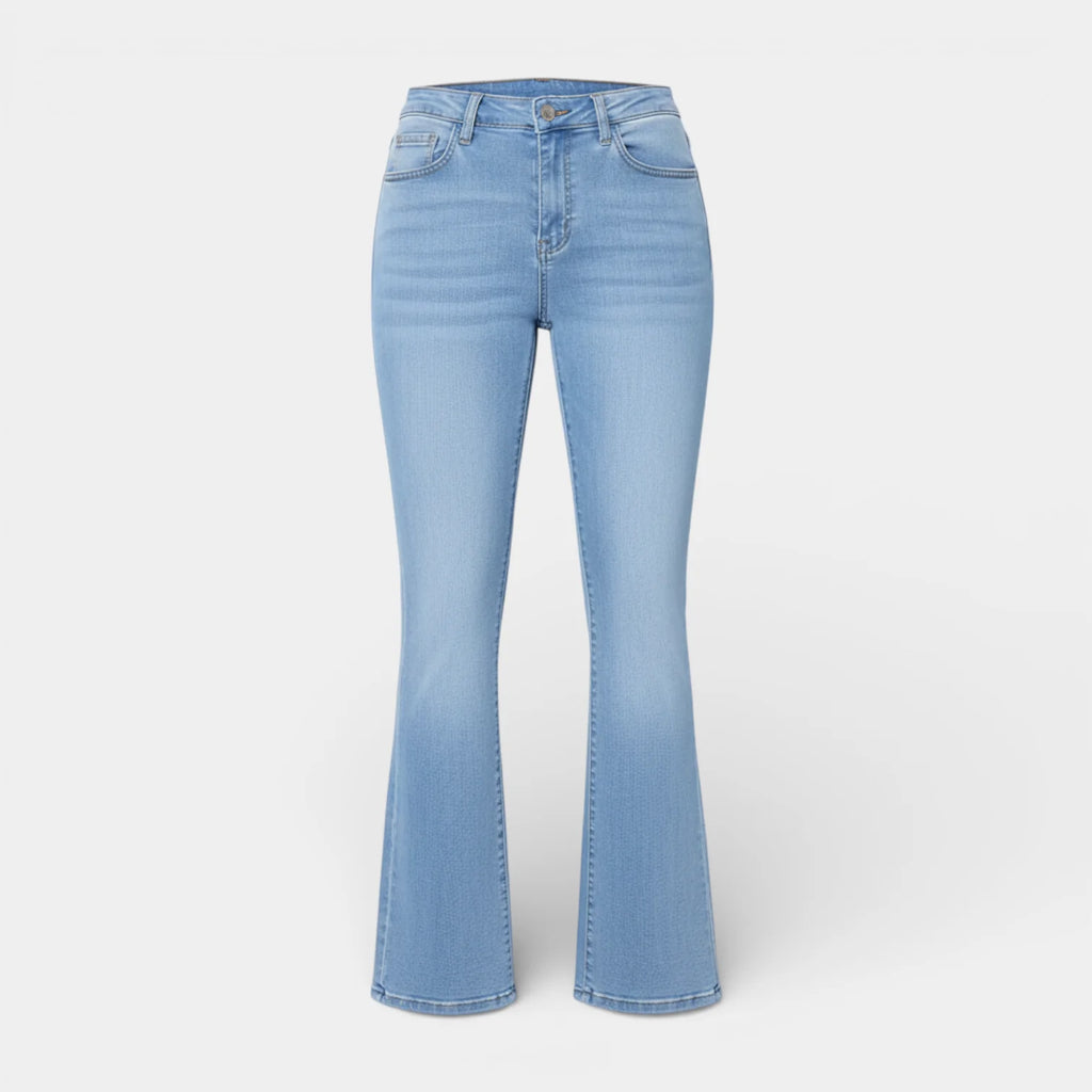 Flared Women's Jeans - Five Pocket Design - Regular Fit Denim for Casual Wear