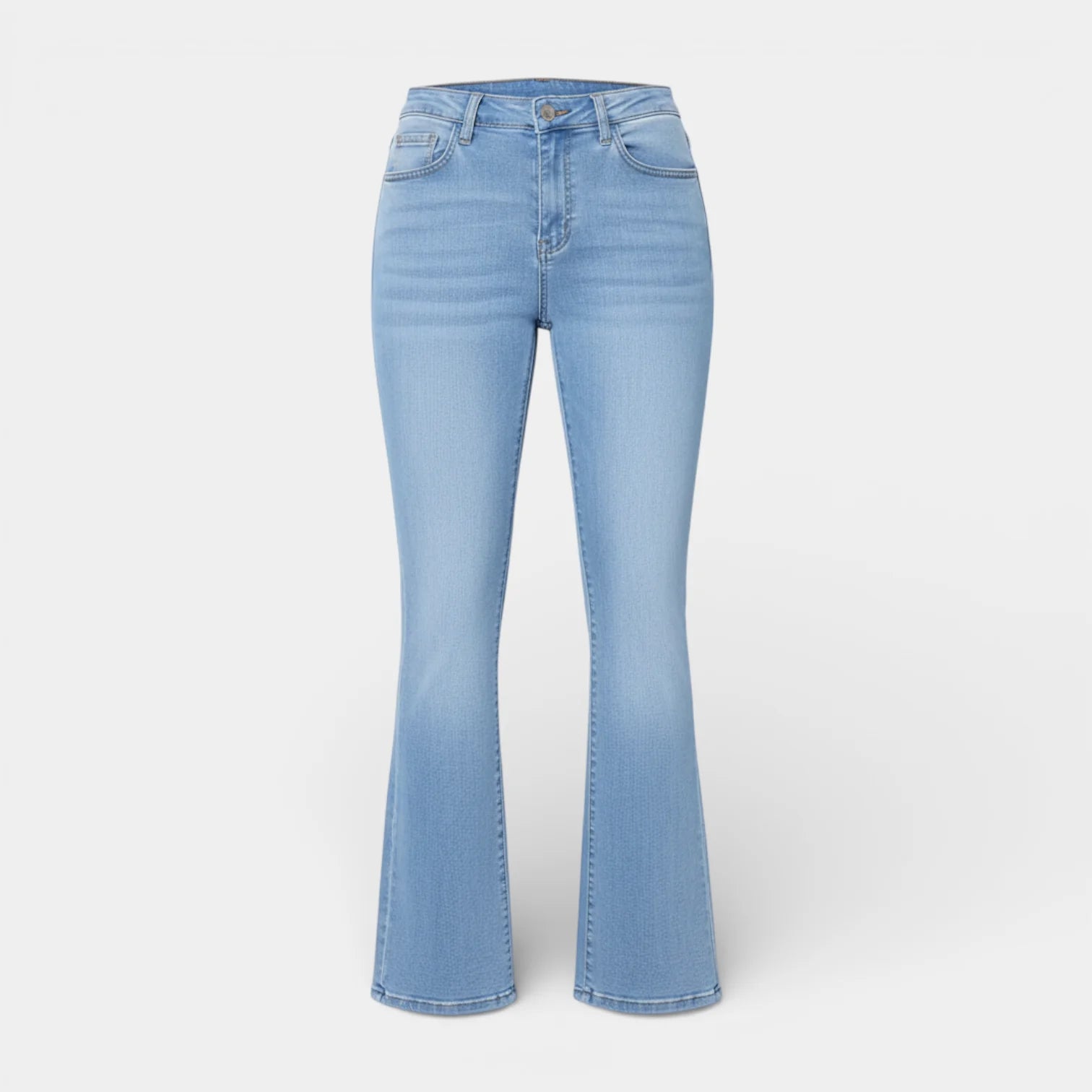 Flared Women's Jeans - Five Pocket Design - Regular Fit Denim for Casual Wear