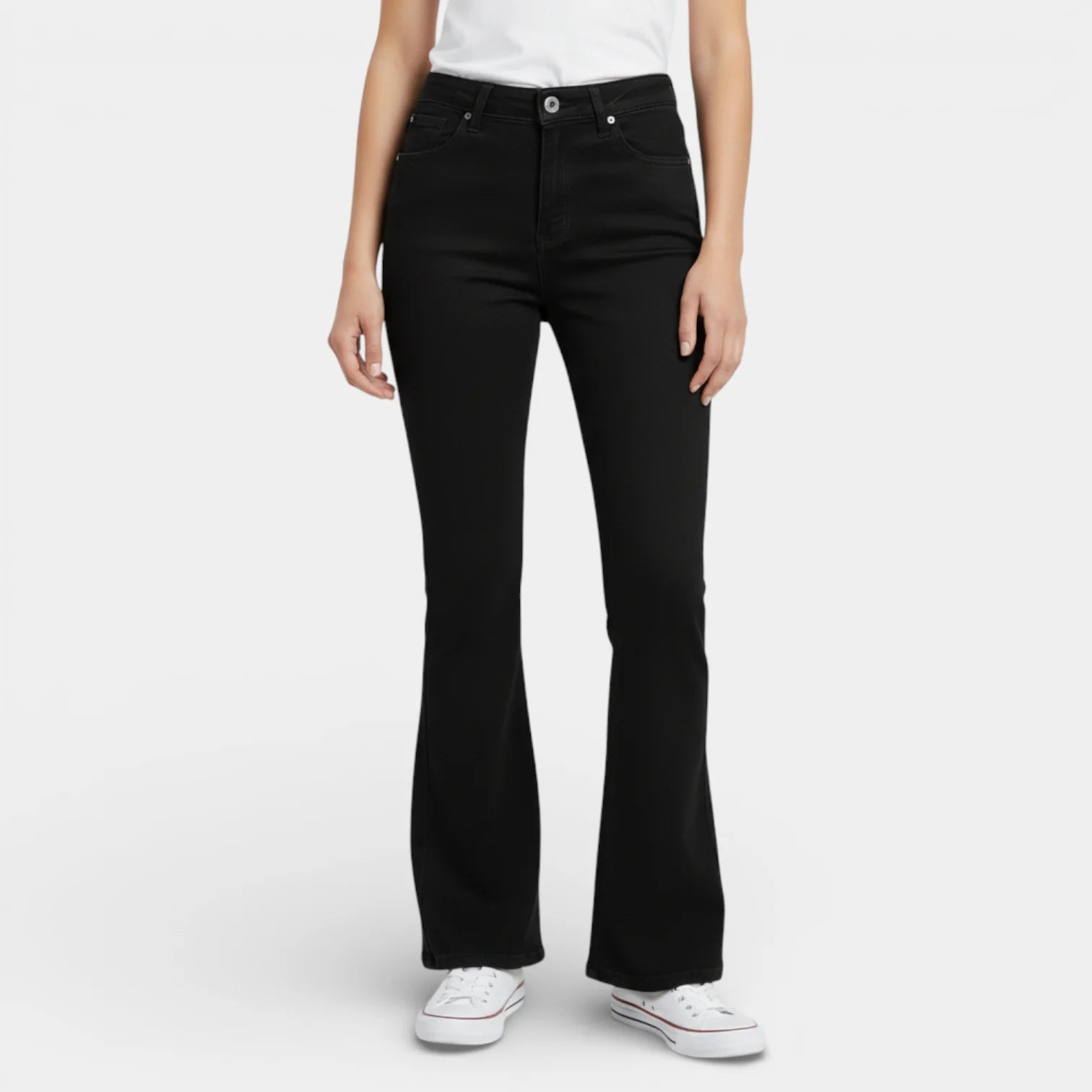 Flared Women's Jeans - Five Pocket Design - Regular Fit Denim for Casual Wear