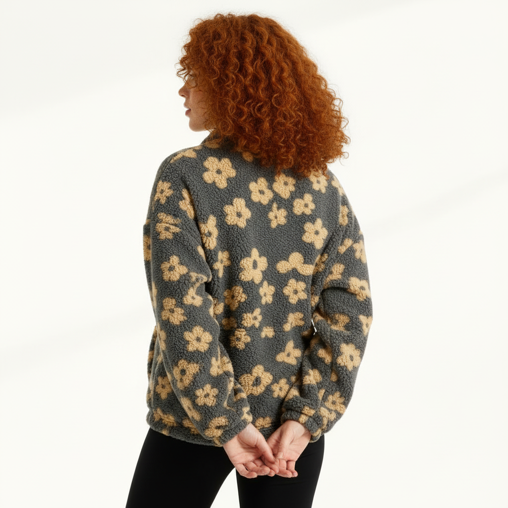 Fleece Half-Zip Pullover for Women – Plush Winter Sweater for Cozy Layering and Outdoor Activities