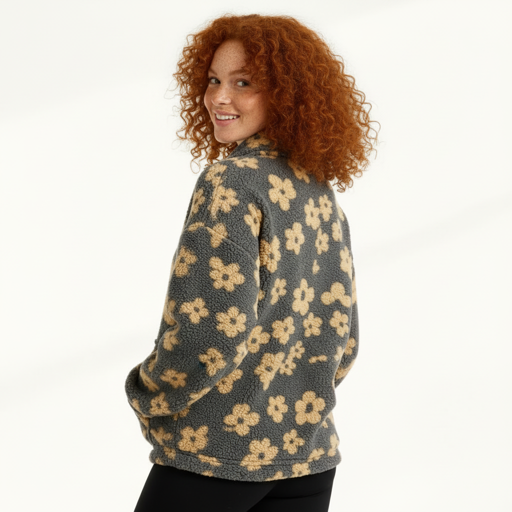 Fleece Half-Zip Pullover for Women – Plush Winter Sweater for Cozy Layering and Outdoor Activities