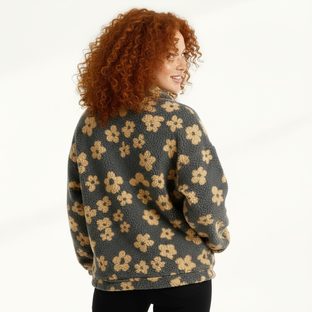 Fleece Half-Zip Pullover for Women – Plush Winter Sweater for Cozy Layering and Outdoor Activities