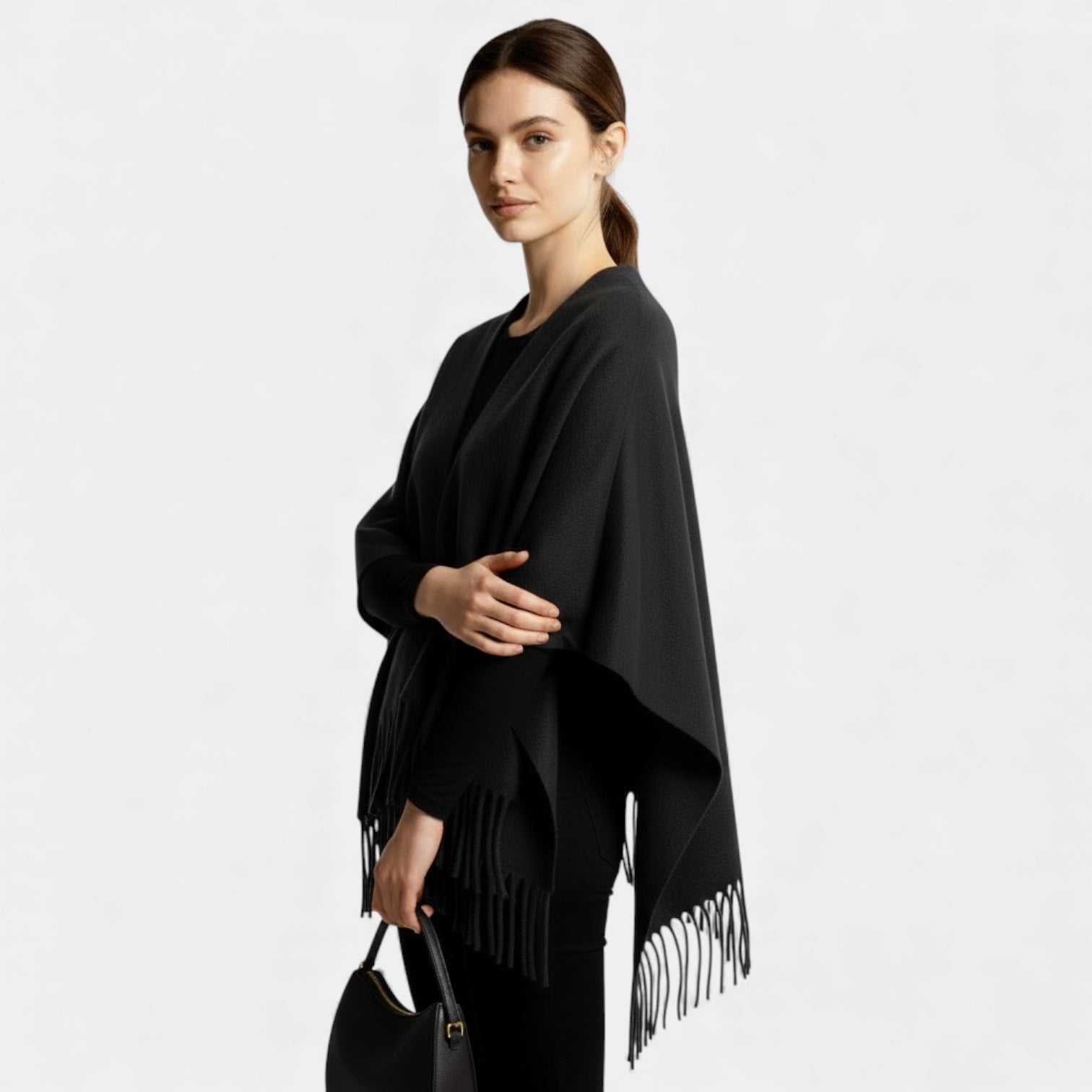Fringed Women's Poncho Cape Scarf - Soft Knit Fabric, Boho Chic Design for Casual Wear and Layering
