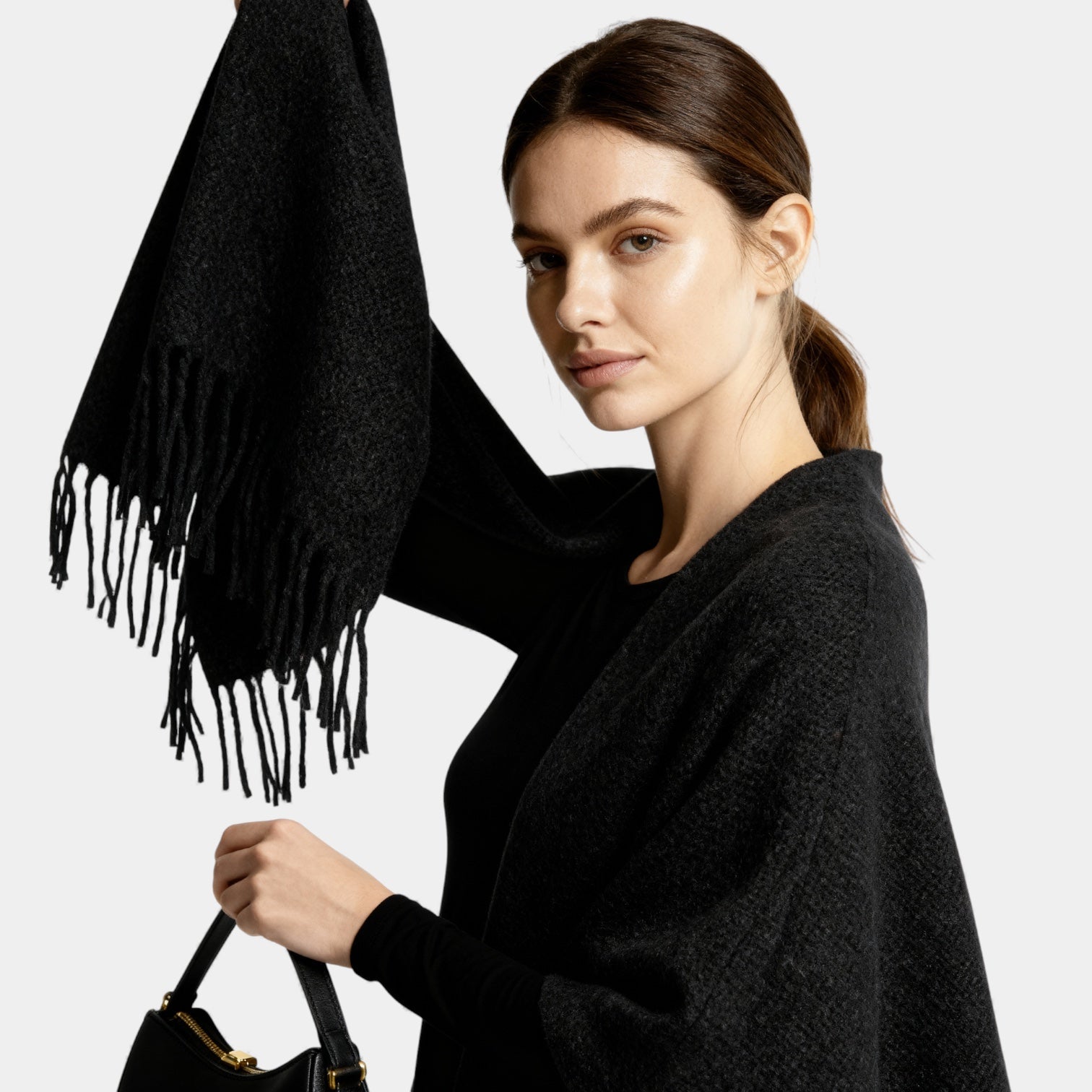 Fringed Women's Poncho Cape Scarf - Soft Knit Fabric, Boho Chic Design for Casual Wear and Layering