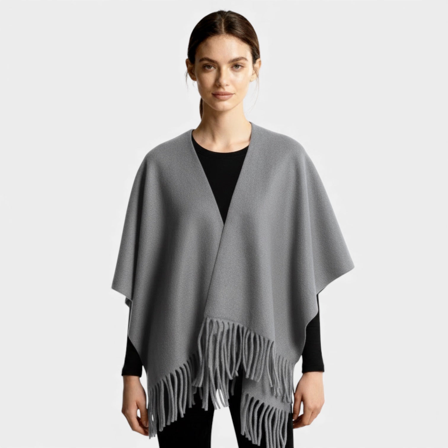 Fringed Women's Poncho Cape Scarf - Soft Knit Fabric, Boho Chic Design for Casual Wear and Layering