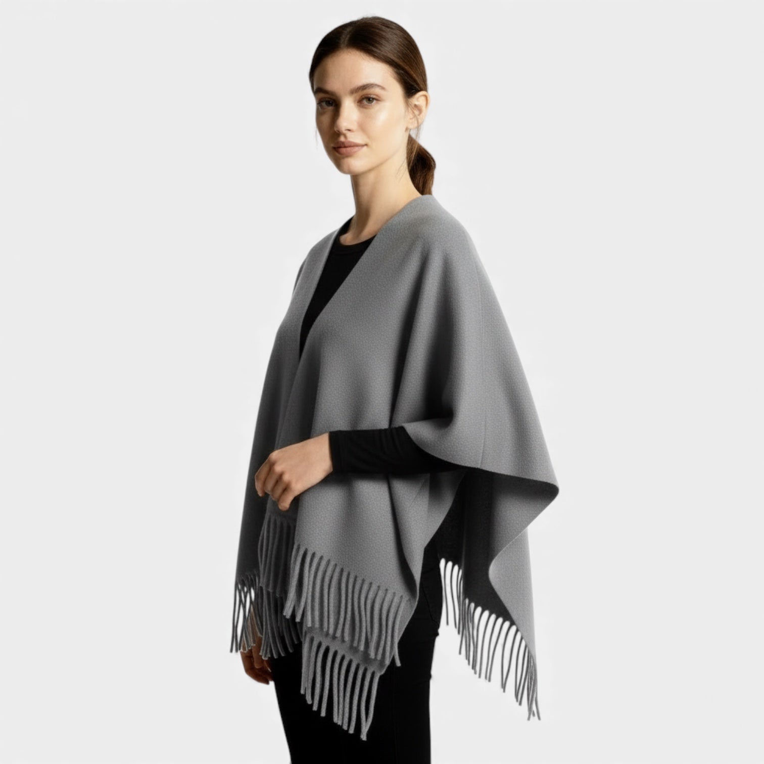 Fringed Women's Poncho Cape Scarf - Soft Knit Fabric, Boho Chic Design for Casual Wear and Layering