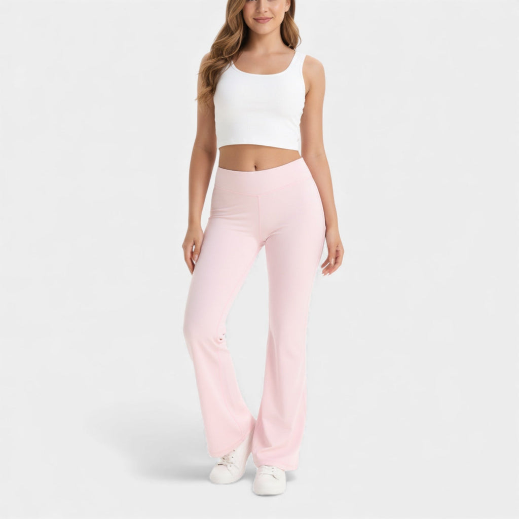 High Waisted Flared Leggings for Women – Sculpting Stretch Fabric – Comfortable Activewear for Yoga and Casual Wear