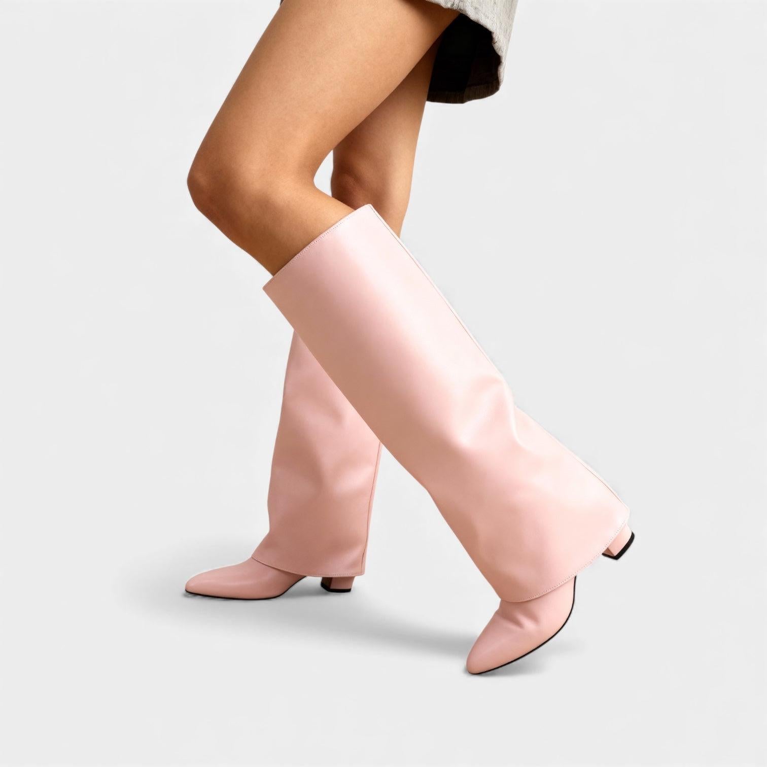 Knee-High Leather Boots for Women with Sleeves - Stylish Footwear for Everyday Wear