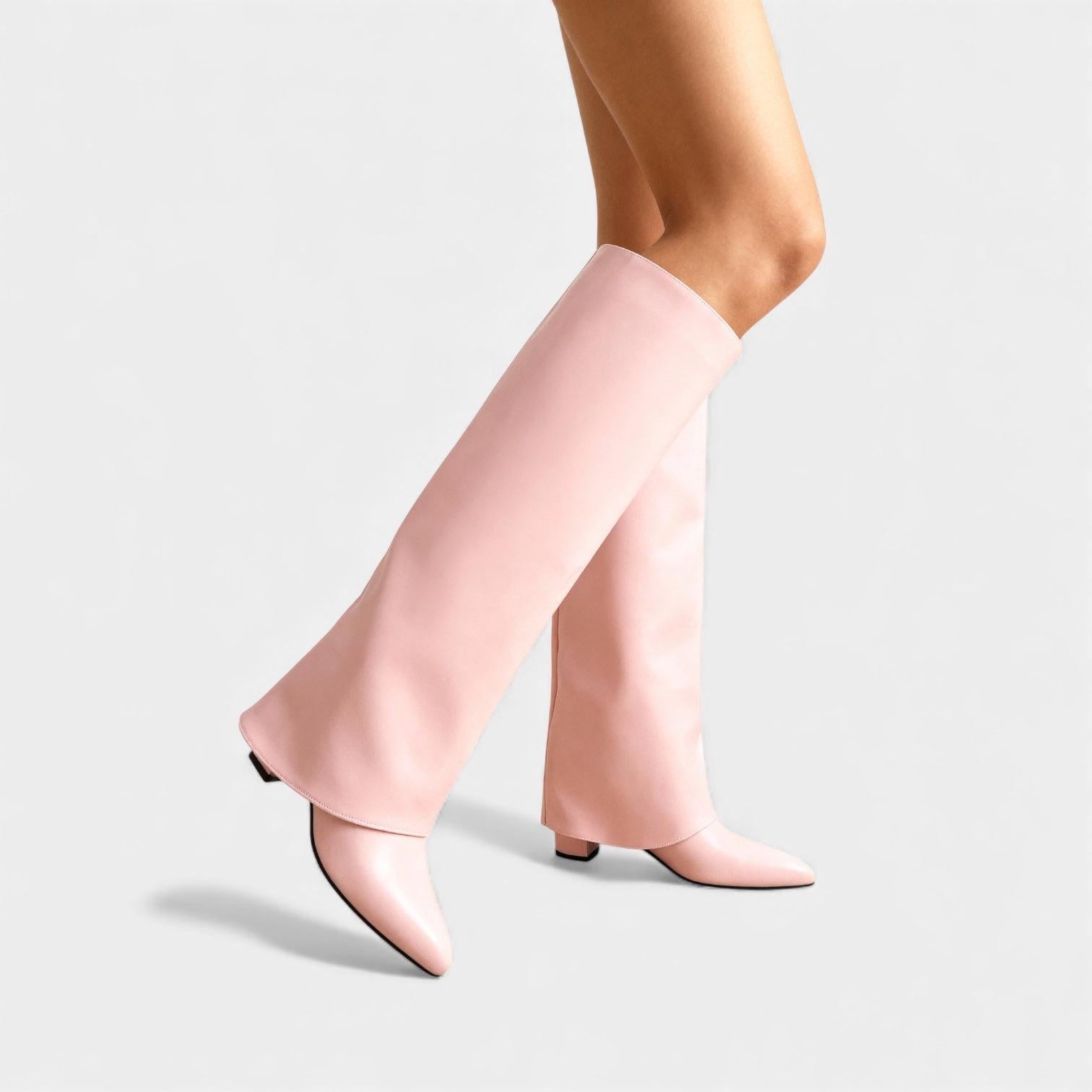 Knee-High Leather Boots for Women with Sleeves - Stylish Footwear for Everyday Wear