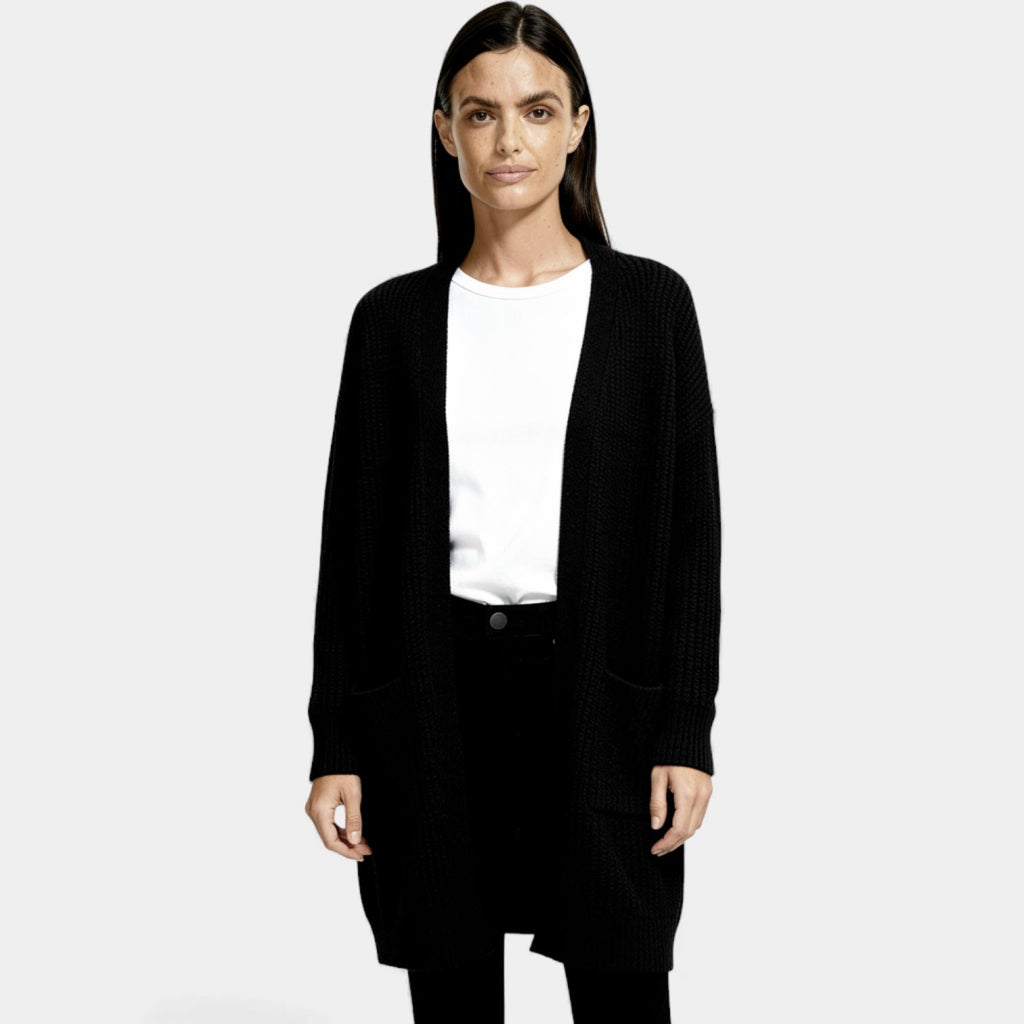 Long Wool Knit Cardigan for Women – Open Front Design for Layering and Everyday Wear