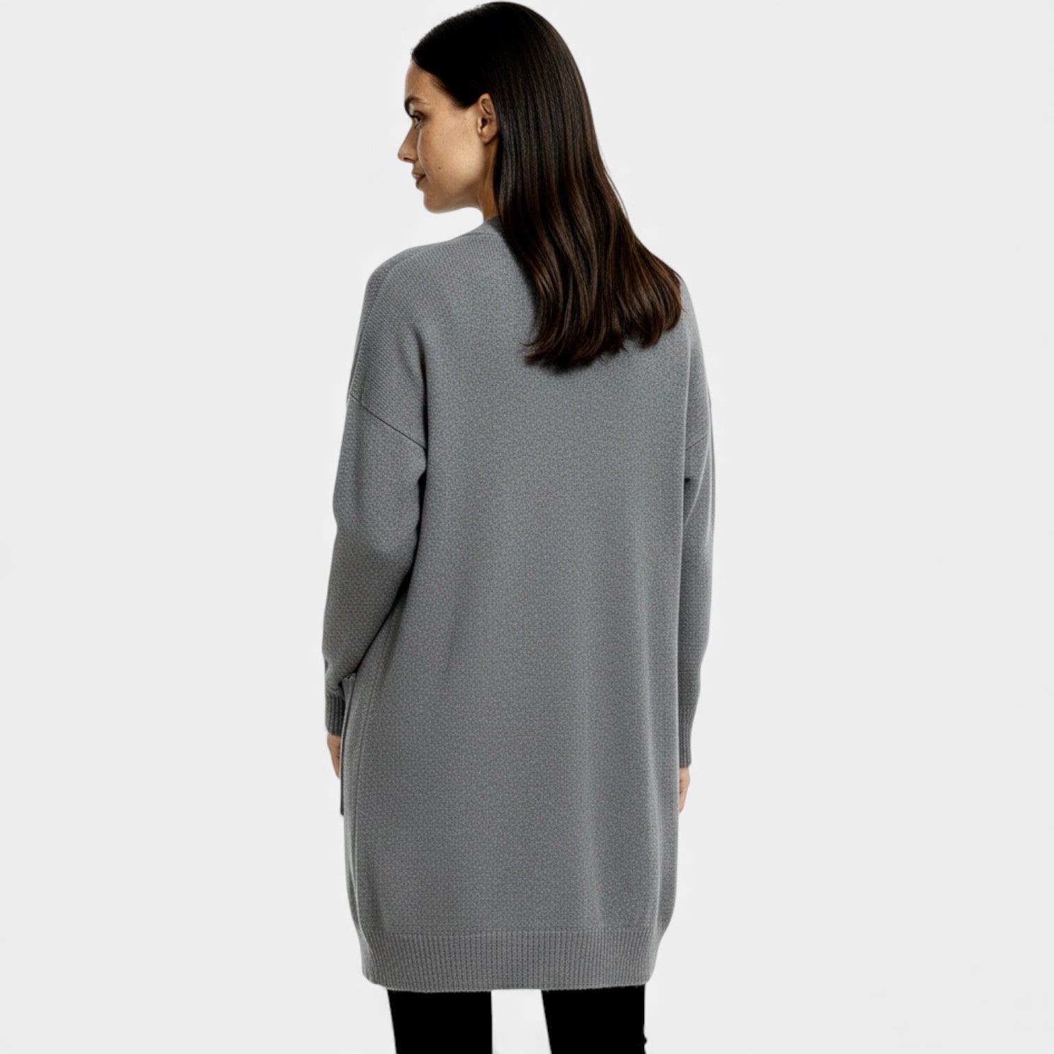 Long Wool Knit Cardigan for Women – Open Front Design for Layering and Everyday Wear