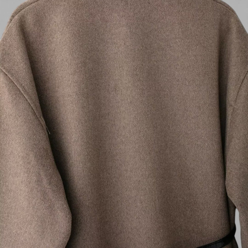 Minimalist Women's Wrap Cardigan with Vegan Leather Belt for Casual Wear and Layering