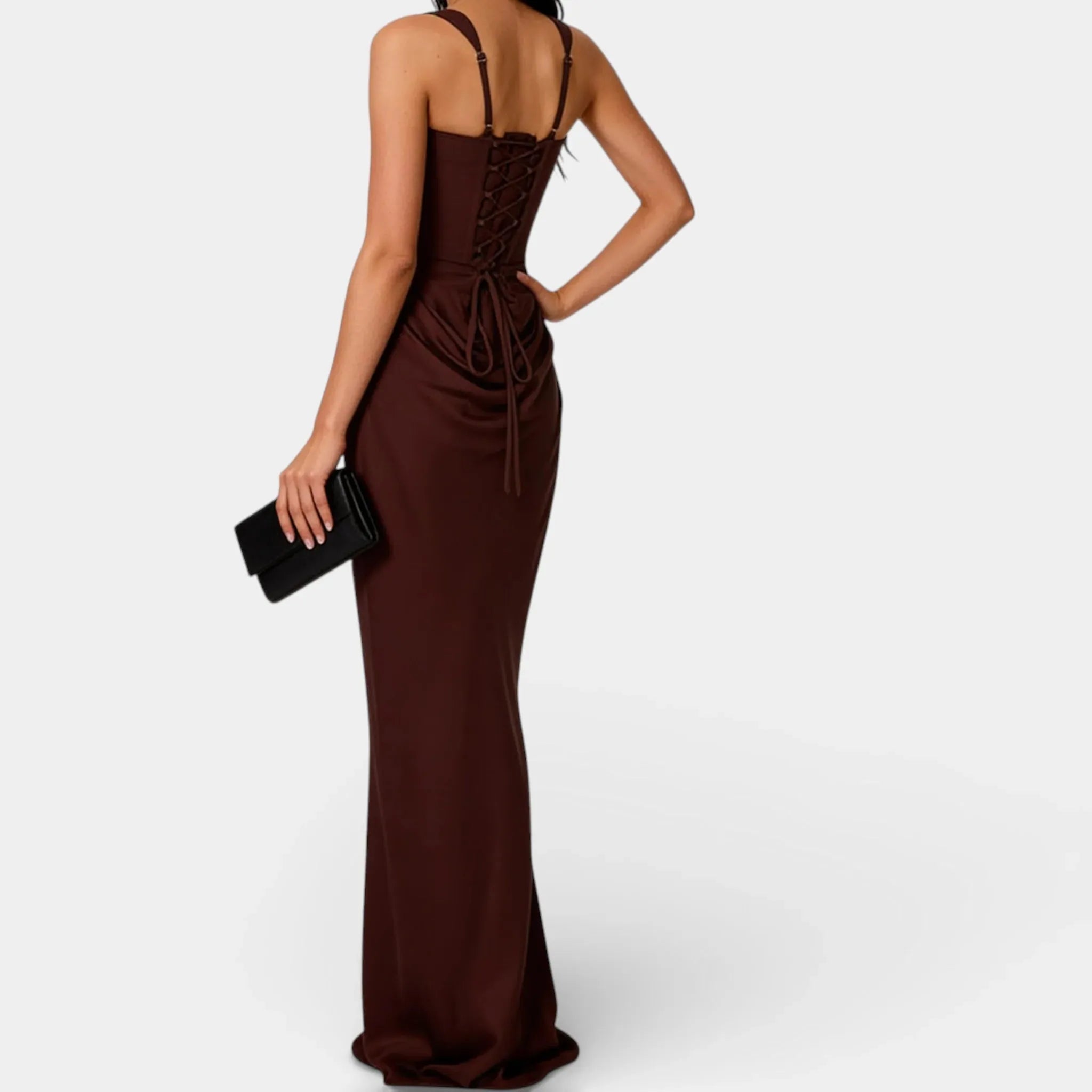 Off-Shoulder Pleated Maxi Dress for Women - Square Neck, Elegant Evening Wear, Lightweight Fabric, Perfect for Special Occasions
