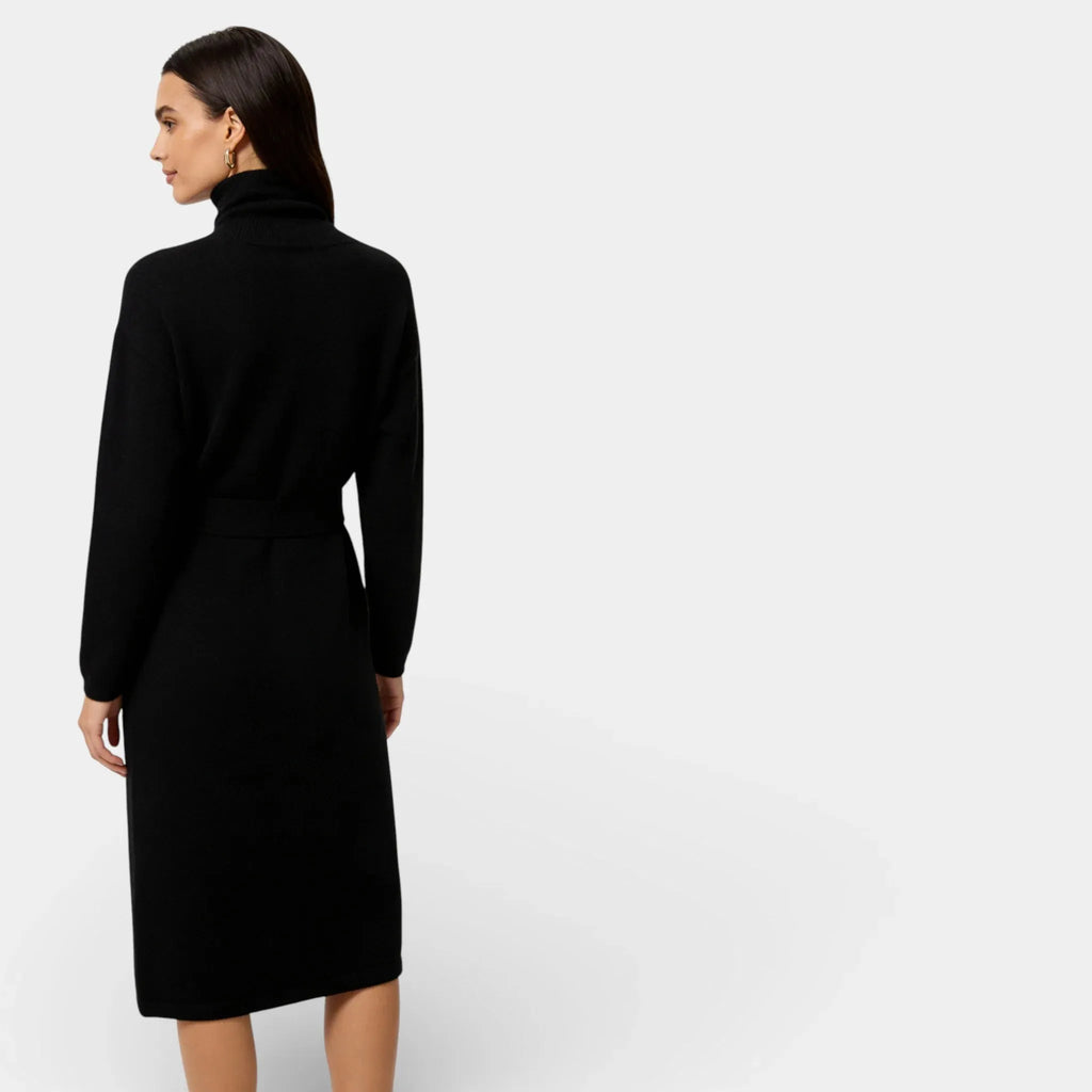 Pure Wool Turtleneck Sweater Dress for Women – Long Knit Design for Casual or Formal Wear