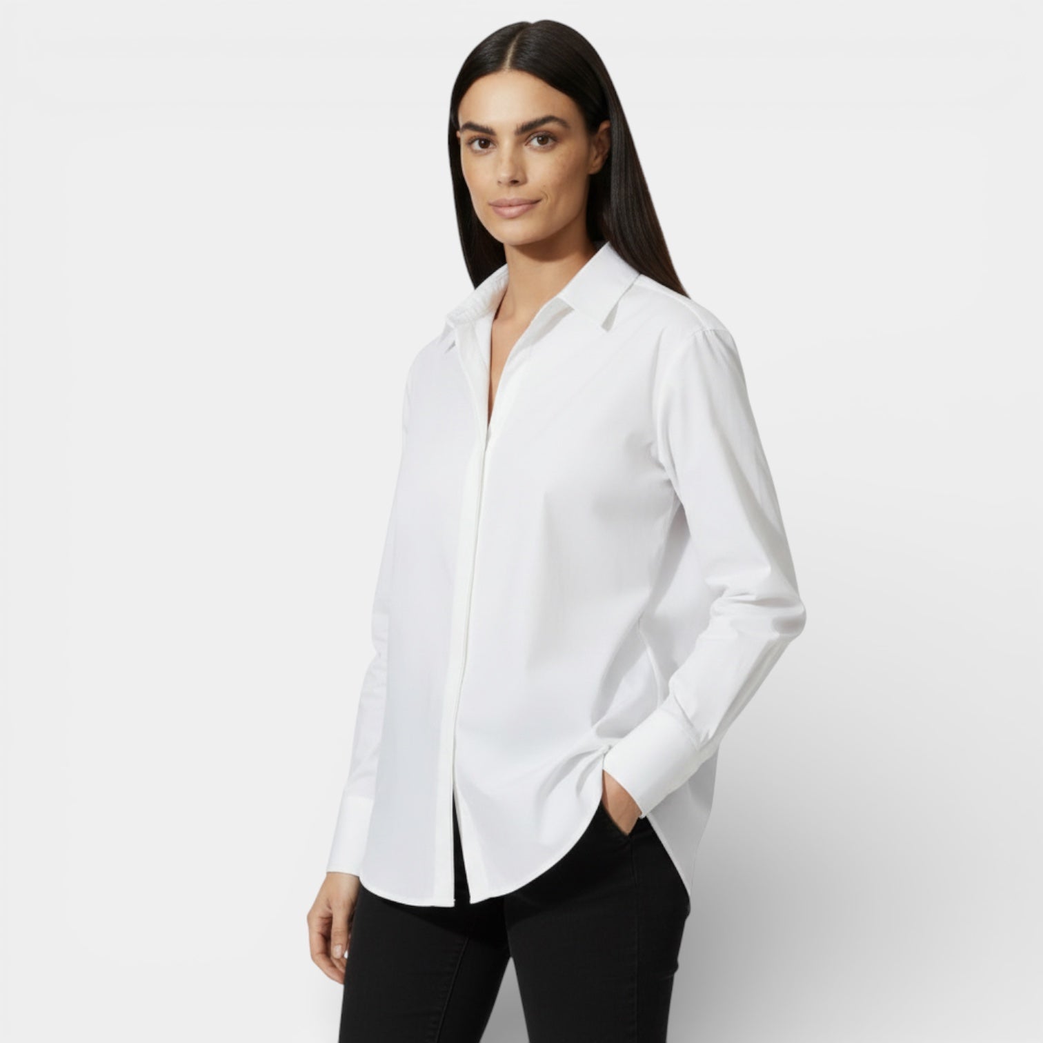 Relaxed Fit Women's Button-Up Shirt - Soft Cotton Blend - Casual Everyday Wear - Versatile Lightweight Top