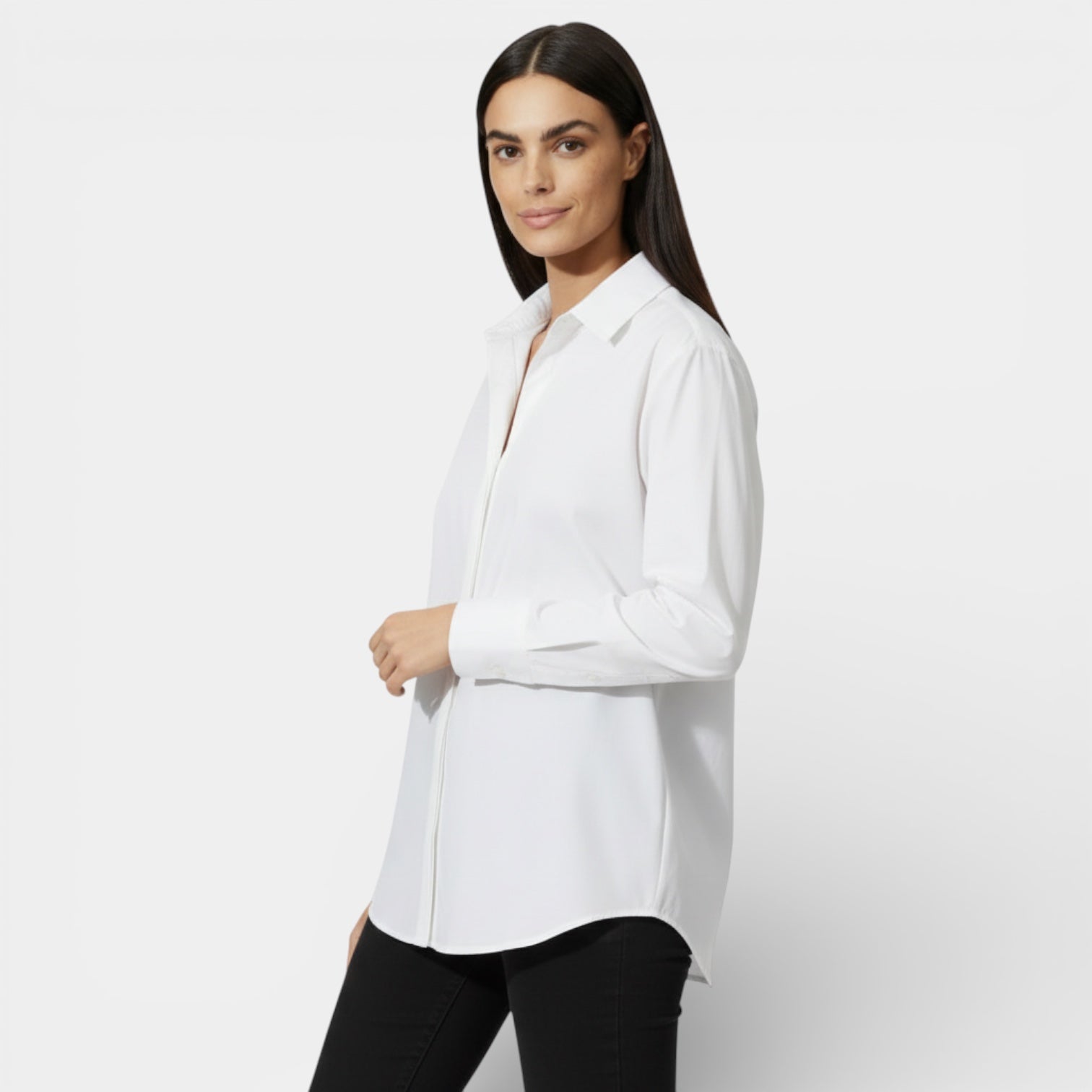 Relaxed Fit Women's Button-Up Shirt - Soft Cotton Blend - Casual Everyday Wear - Versatile Lightweight Top