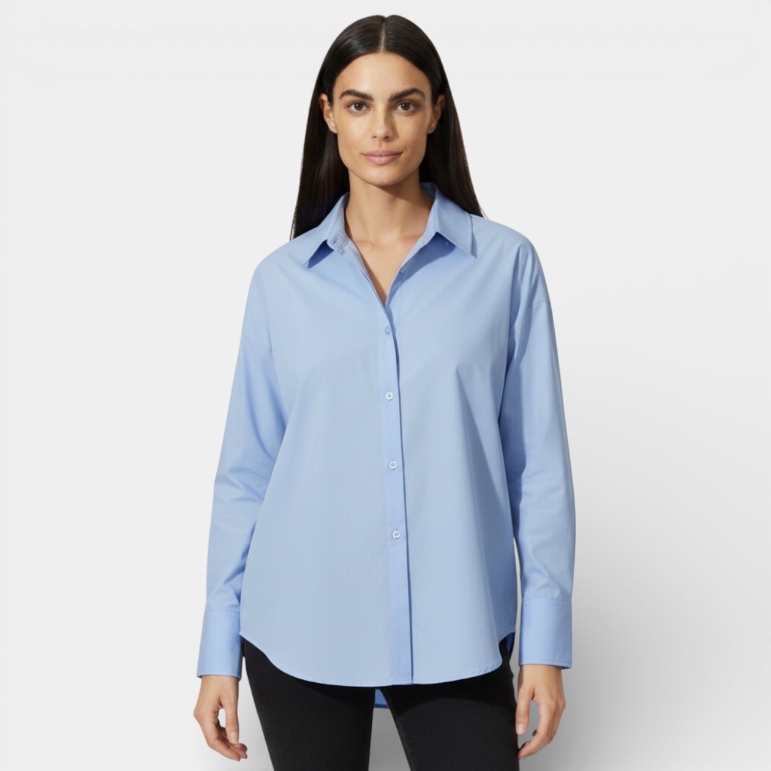 Relaxed Fit Women's Button-Up Shirt - Soft Cotton Blend - Casual Everyday Wear - Versatile Lightweight Top