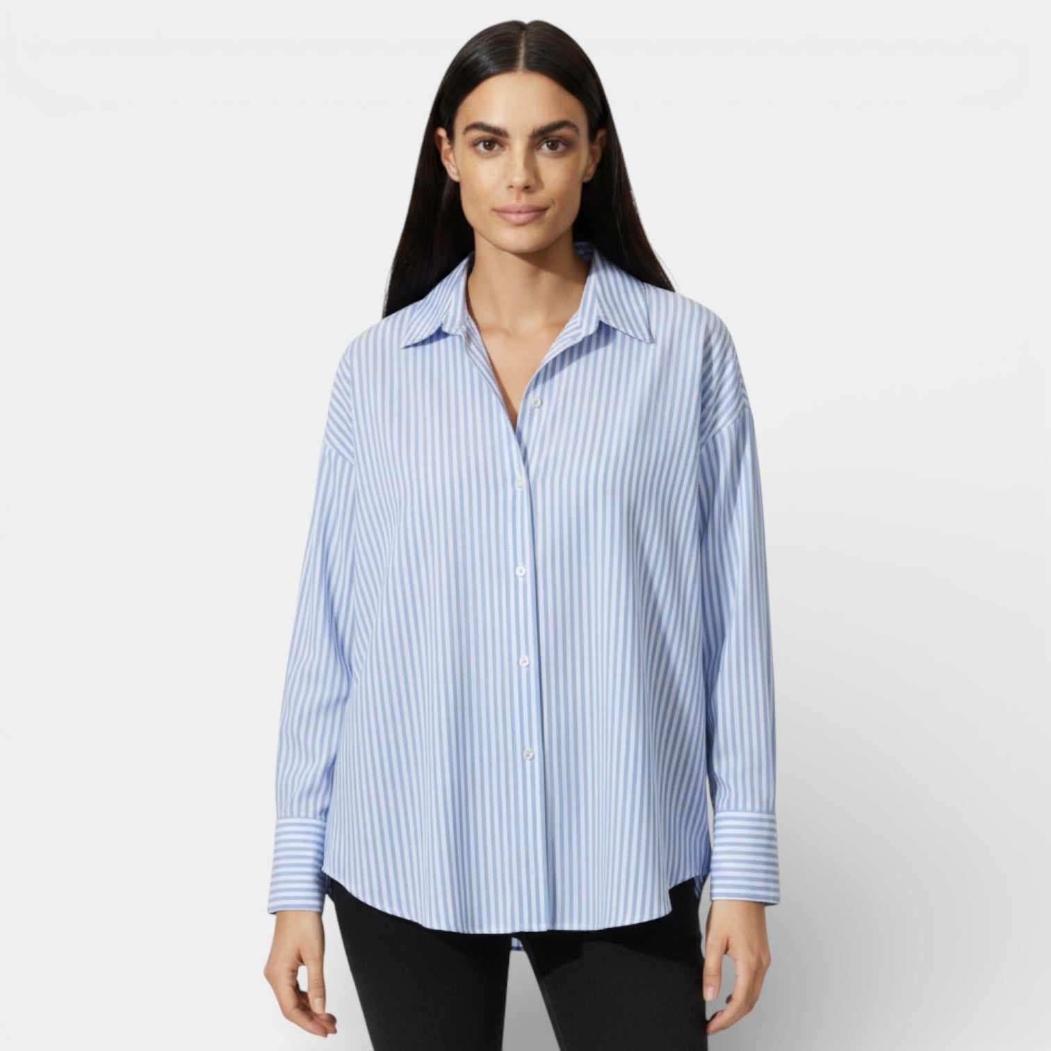Relaxed Fit Women's Button-Up Shirt - Soft Cotton Blend - Casual Everyday Wear - Versatile Lightweight Top