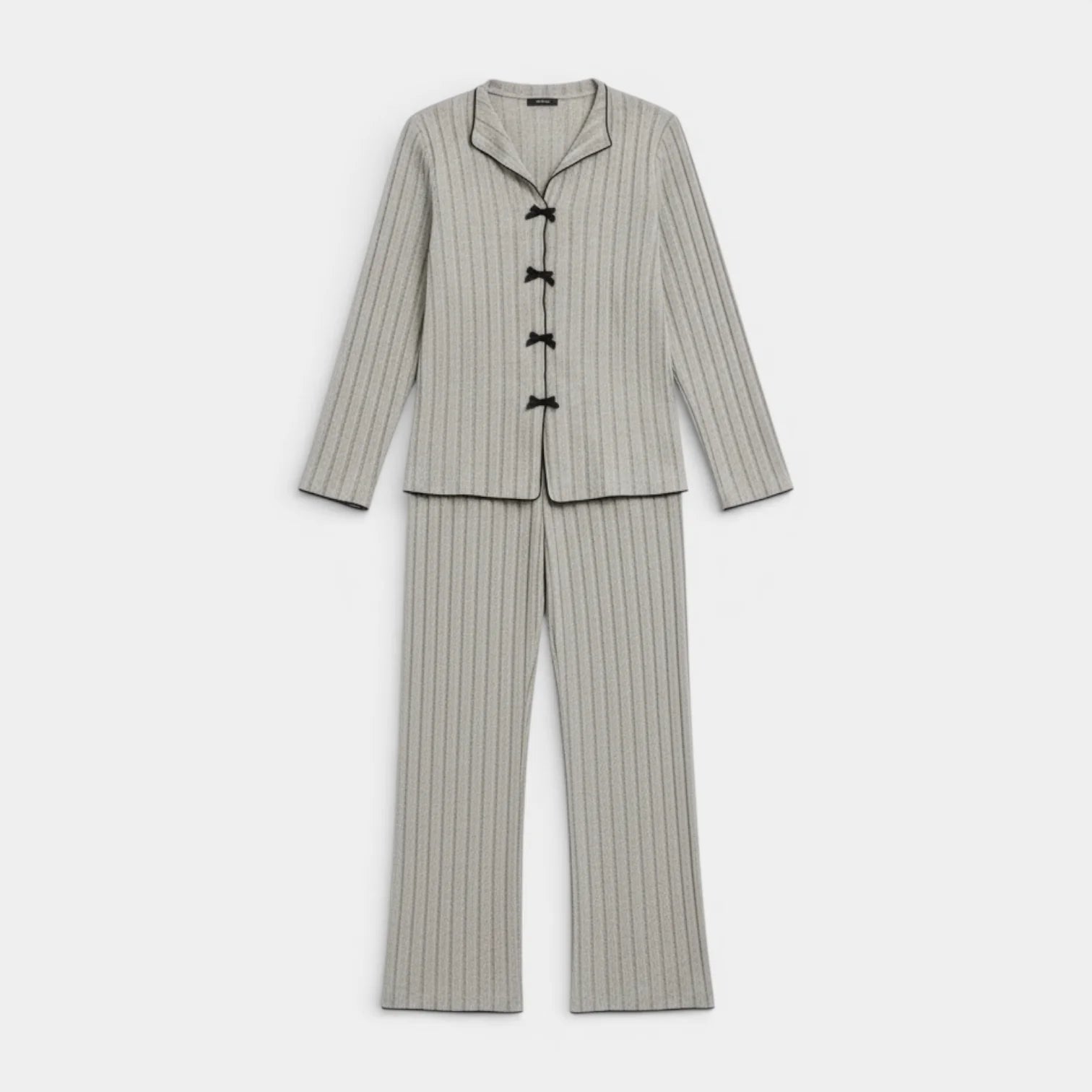Ribbed Knit Button Front Pajama Set for Women - Cozy Sleepwear in Soft Fabric - Perfect for Relaxing and Lounging