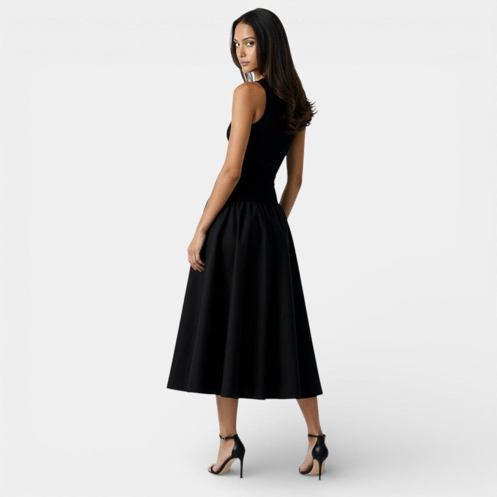 Ribbed Midi Dress for Women - Sleeveless Flare Design - Casual Summer Outfit - Comfortable Fit