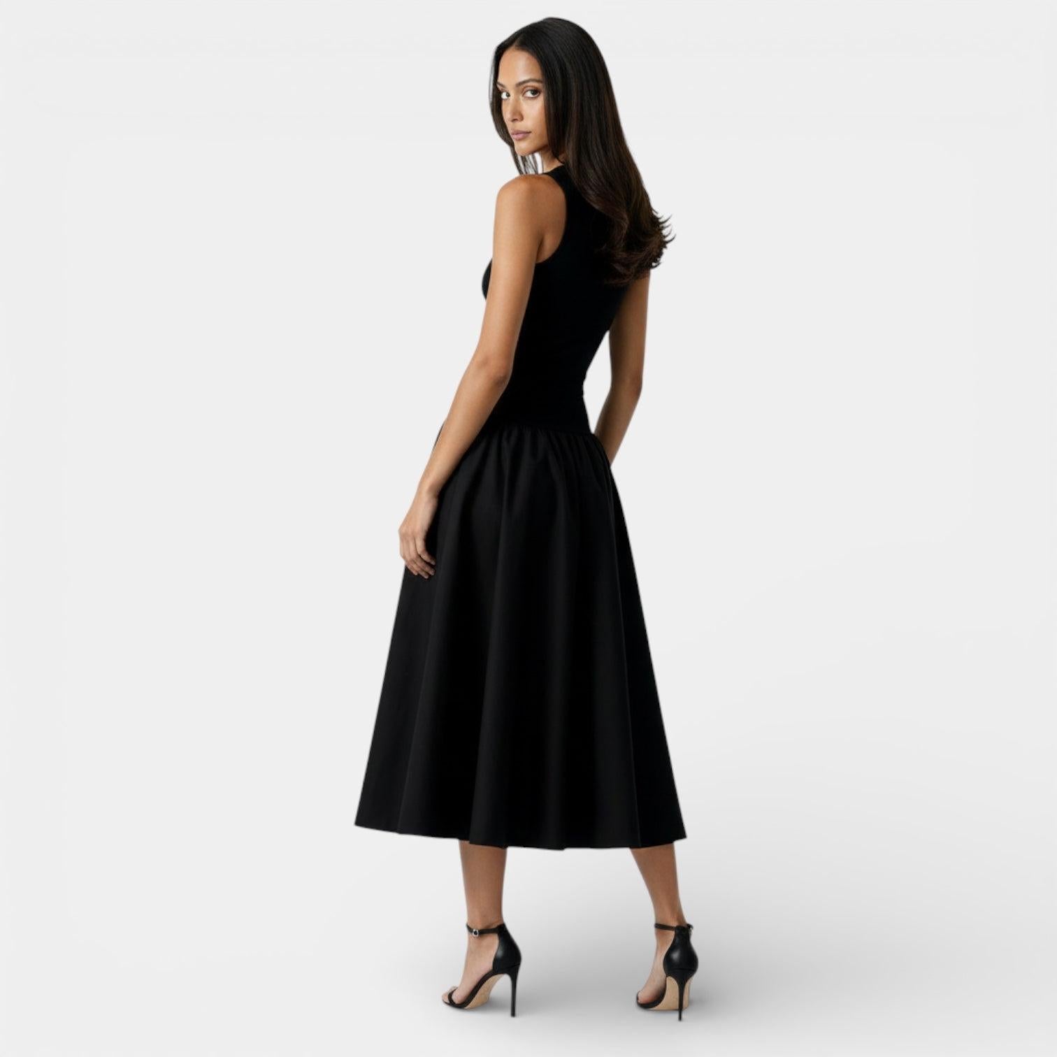 Ribbed Midi Dress for Women - Sleeveless Flare Design - Casual Summer Outfit - Comfortable Fit