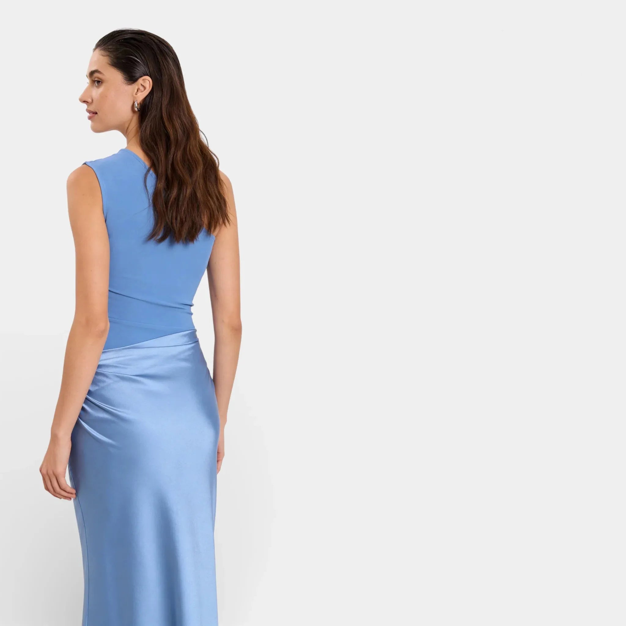 Satin One Shoulder Maxi Dress for Women – Ruched Bodycon Evening Wear