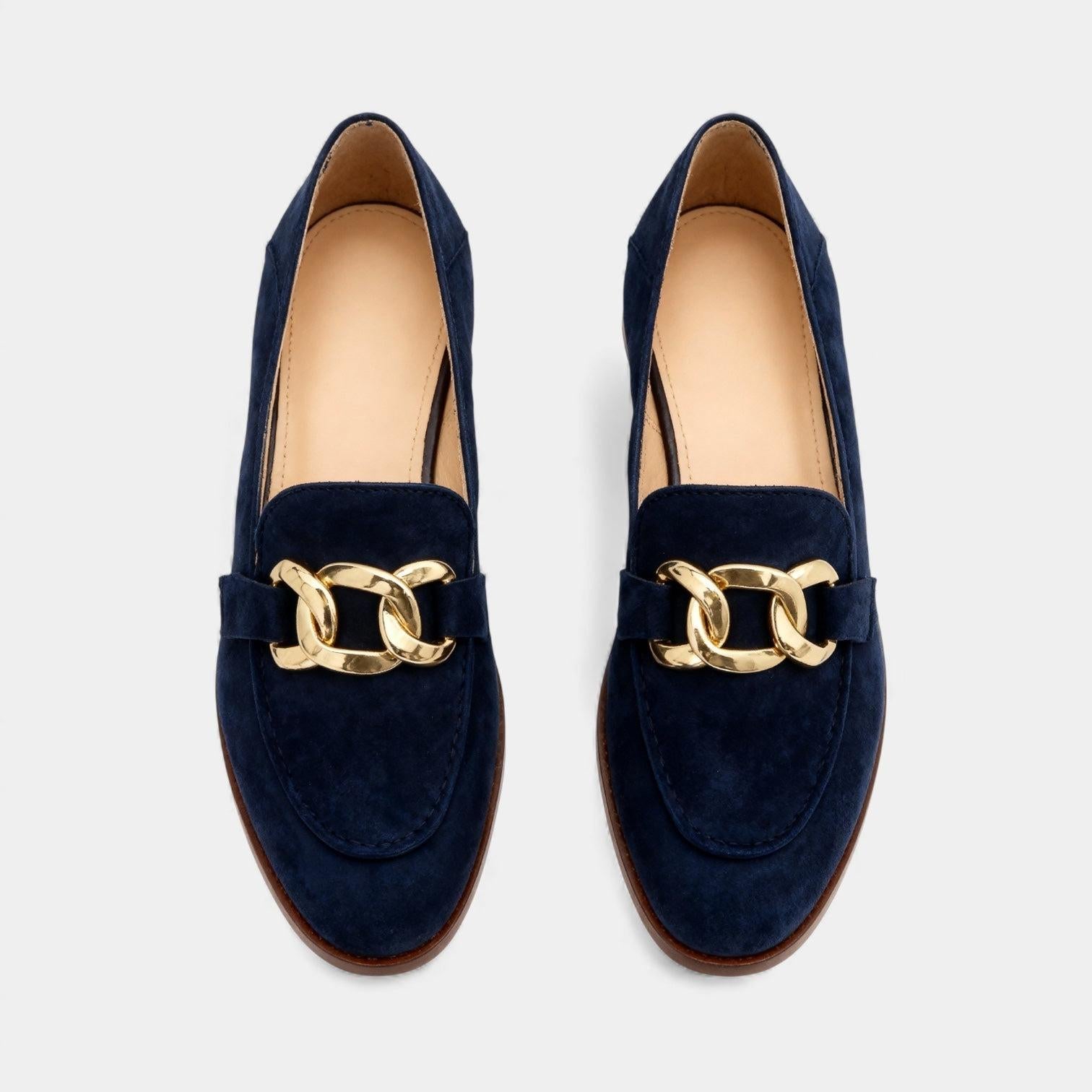 Suede Chain Loafers for Women – Classic Slip-On Flats for Everyday Wear