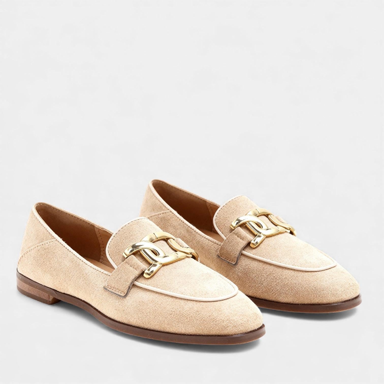 Suede Chain Loafers for Women – Classic Slip-On Flats for Everyday Wear