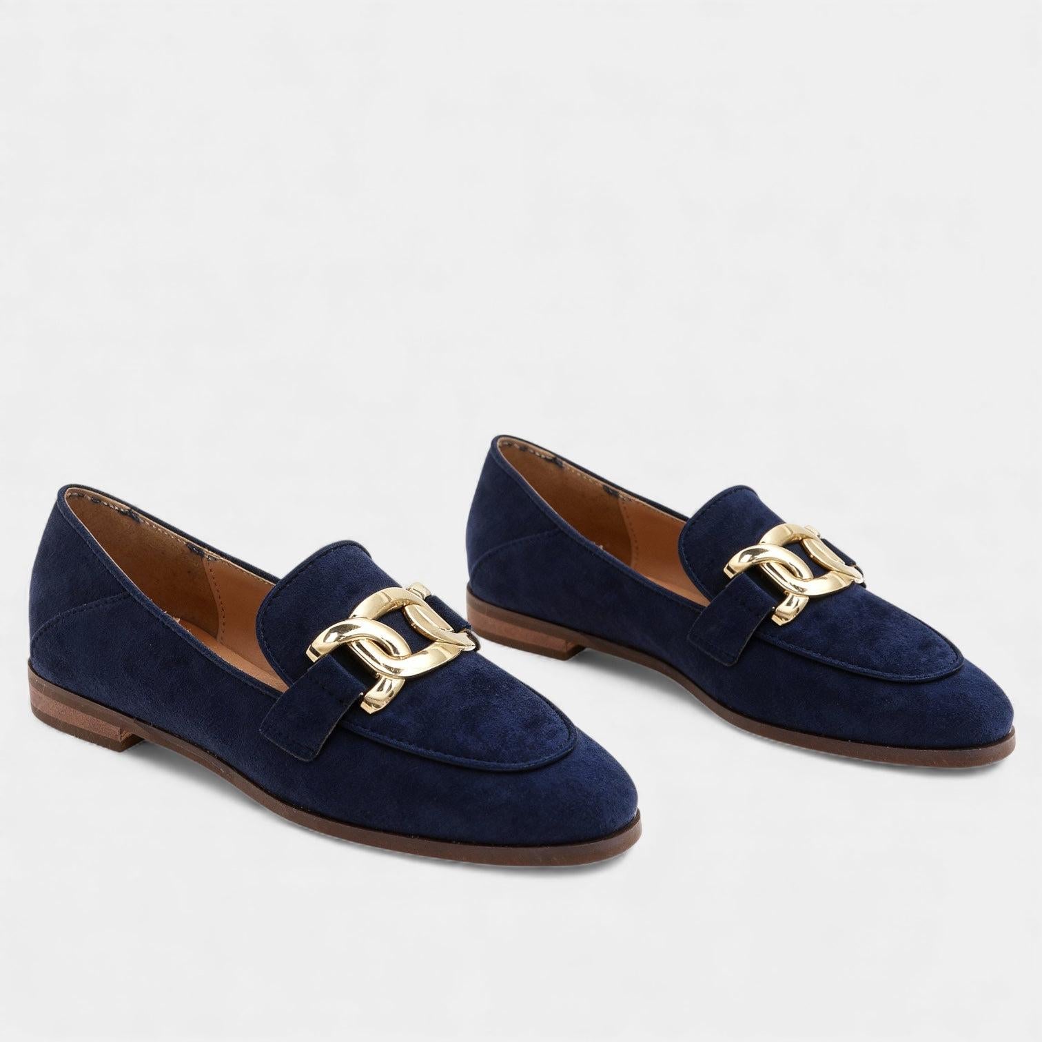 Suede Chain Loafers for Women – Classic Slip-On Flats for Everyday Wear