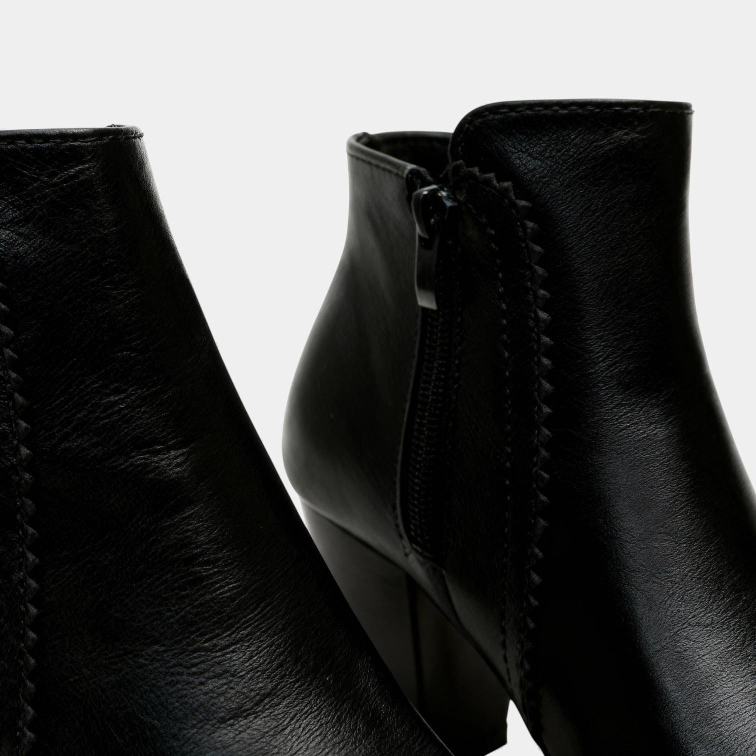Vegan Leather Block Heel Ankle Boots for Women - Stylish Footwear for Everyday Wear
