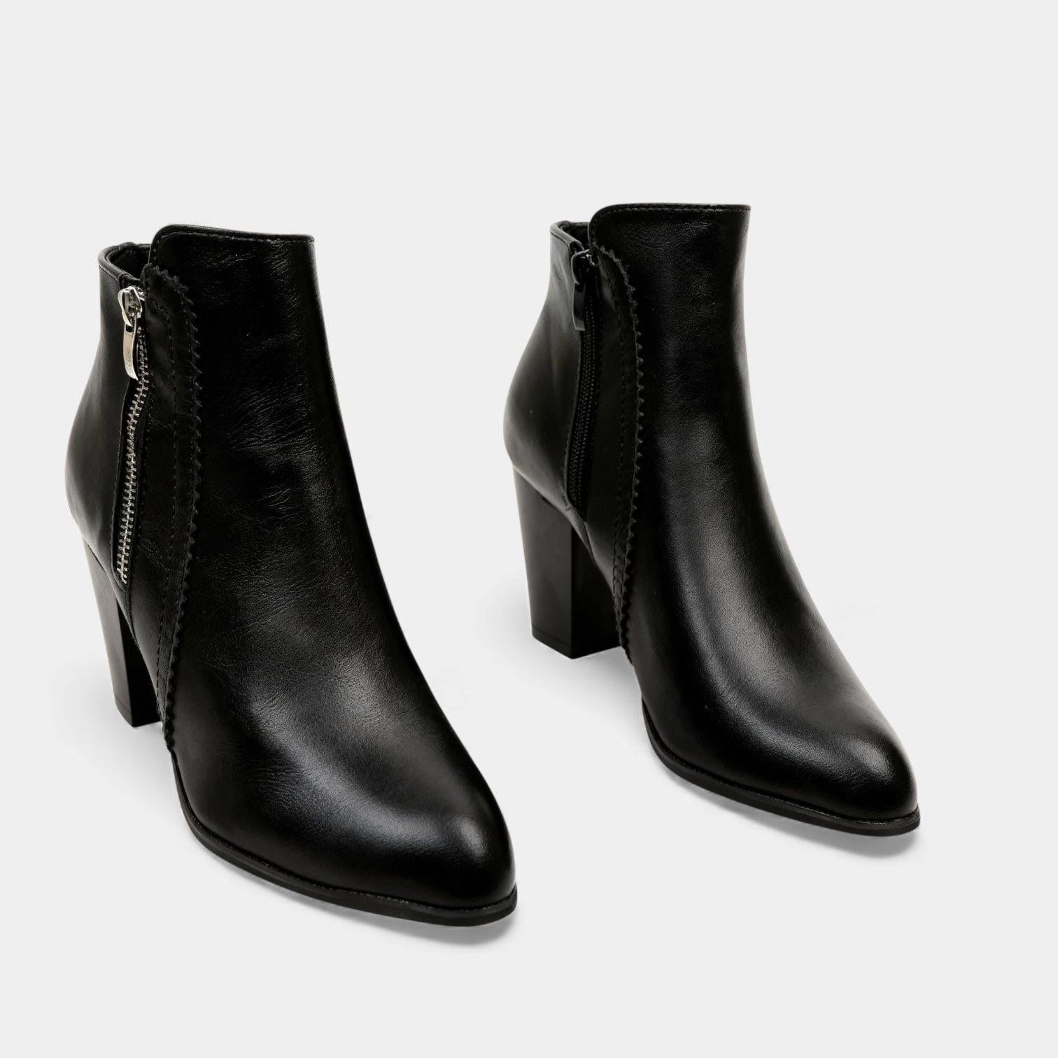 Vegan Leather Block Heel Ankle Boots for Women - Stylish Footwear for Everyday Wear