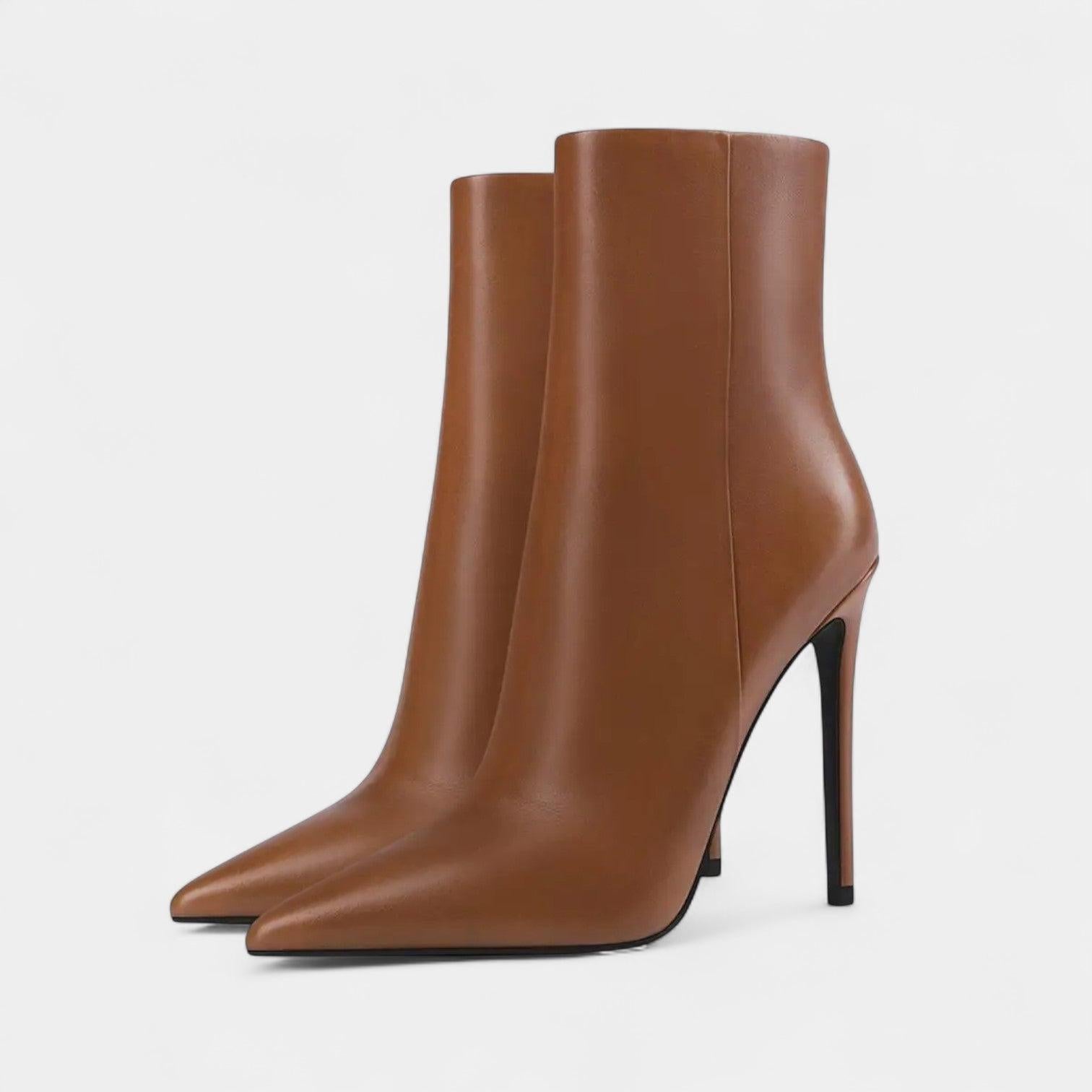 Vegan Leather Stiletto Ankle Boots for Women – Pointed Toe High Heels for Dressy Occasions