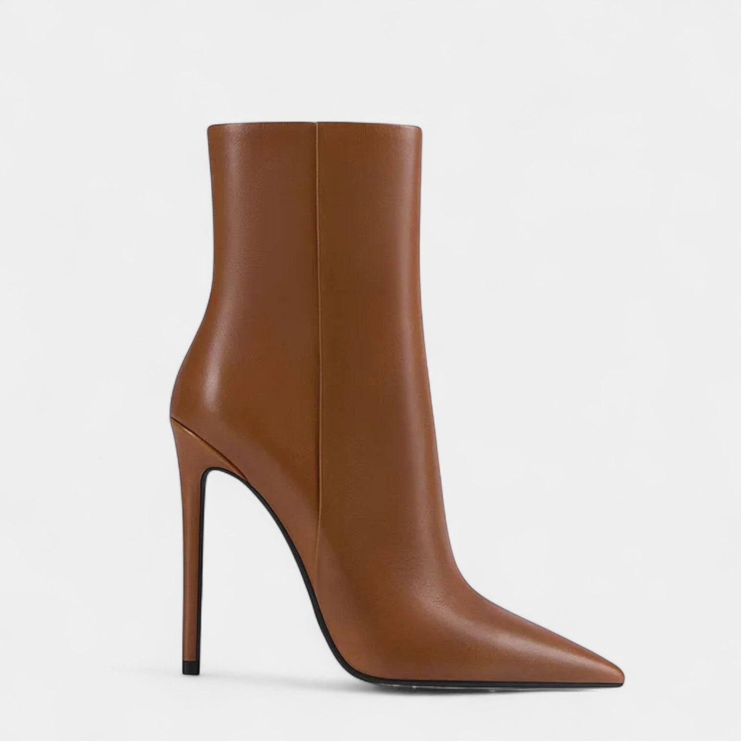 Vegan Leather Stiletto Ankle Boots for Women – Pointed Toe High Heels for Dressy Occasions