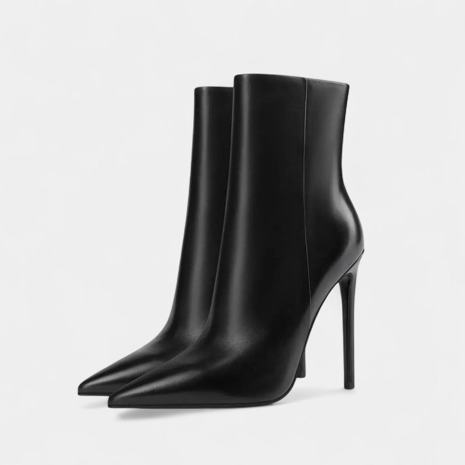 Vegan Leather Stiletto Ankle Boots for Women – Pointed Toe High Heels for Dressy Occasions