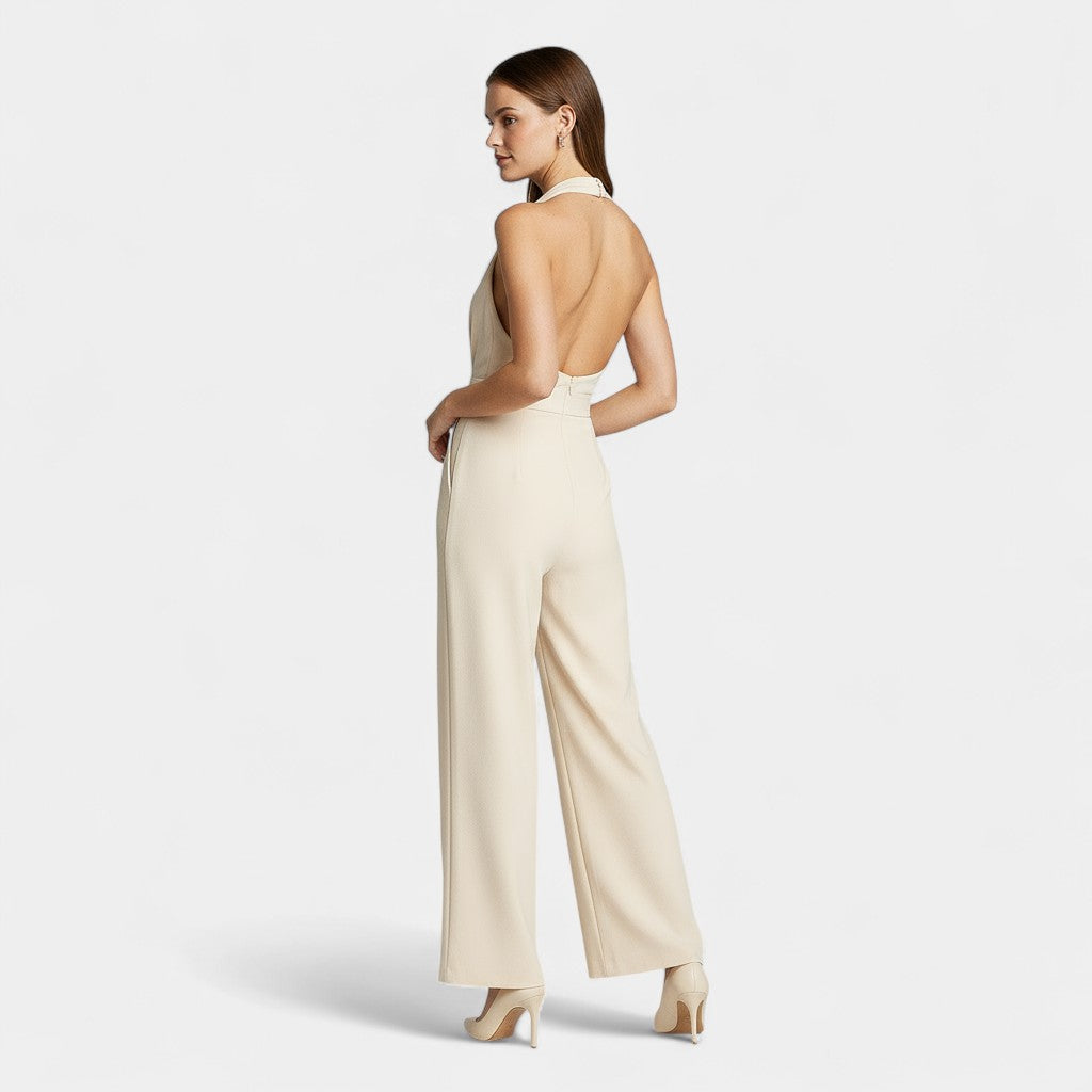 Wide-Leg Jumpsuit for Women - Elegant Evening Wear - Soft Fabric - Perfect for Formal Events and Parties